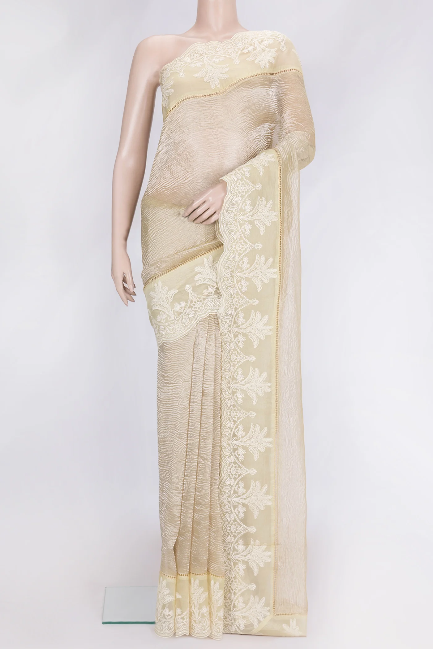 Beige Dual Tone Organza Silk Saree
