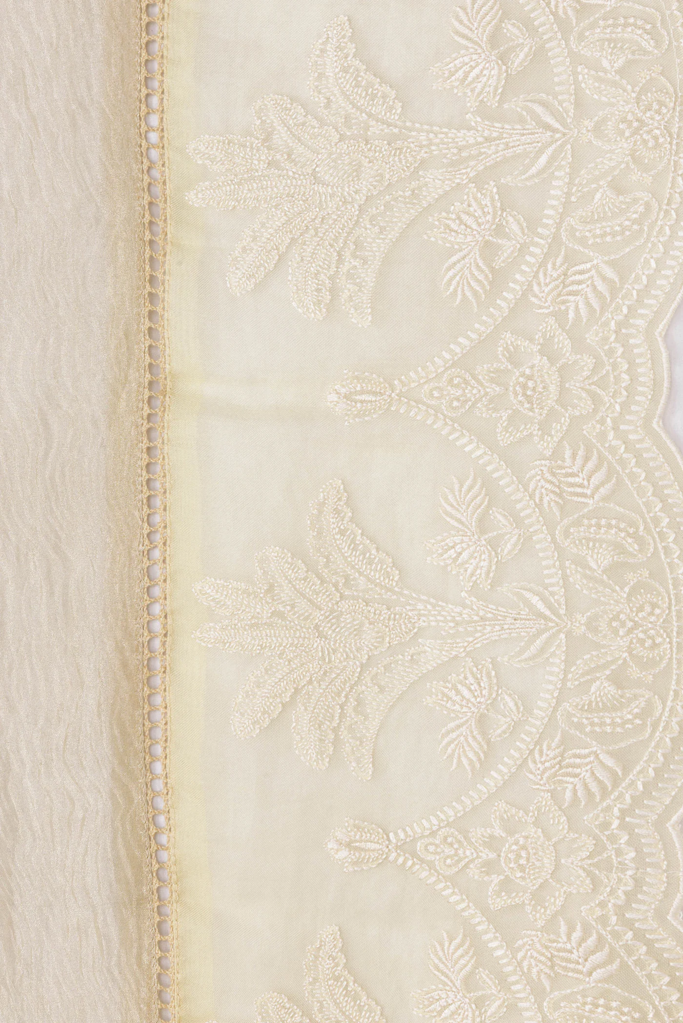 Beige Dual Tone Organza Silk Saree - Image 3