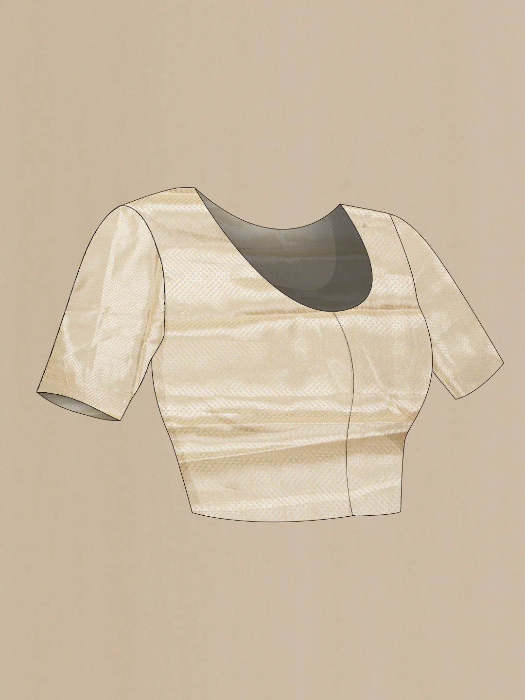 Beige Dual Tone Organza Silk Saree - Image 5