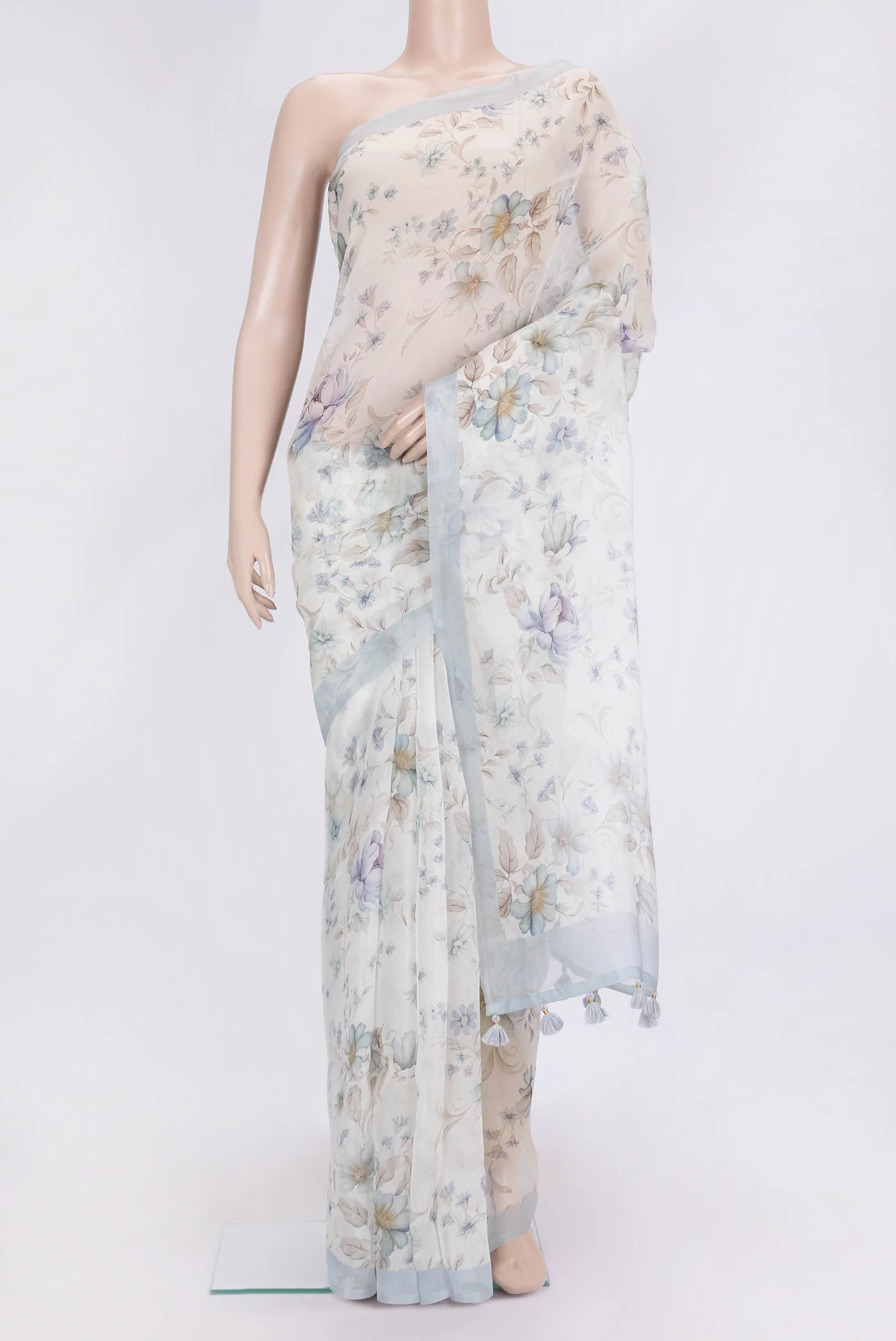 Off White Organza Silk Saree