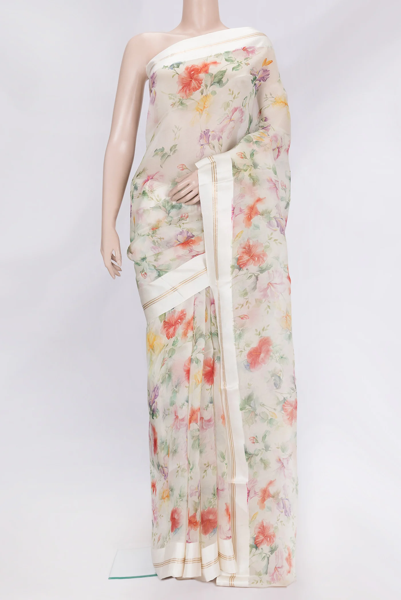 Off White Organza Silk Saree