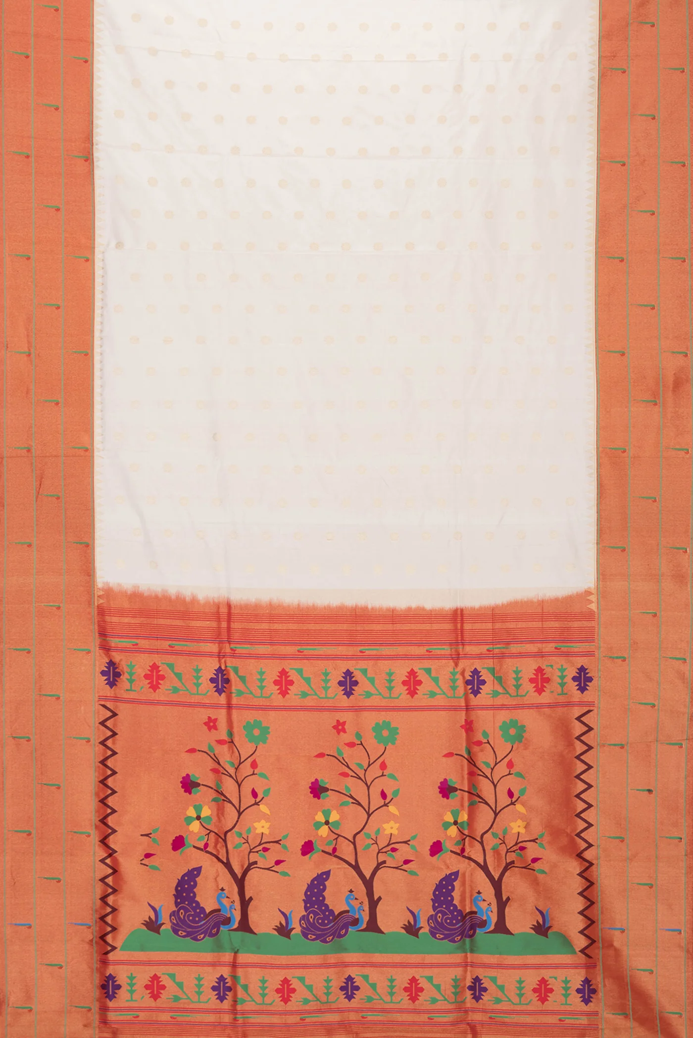 Cream Paithani Silk Saree - Image 6
