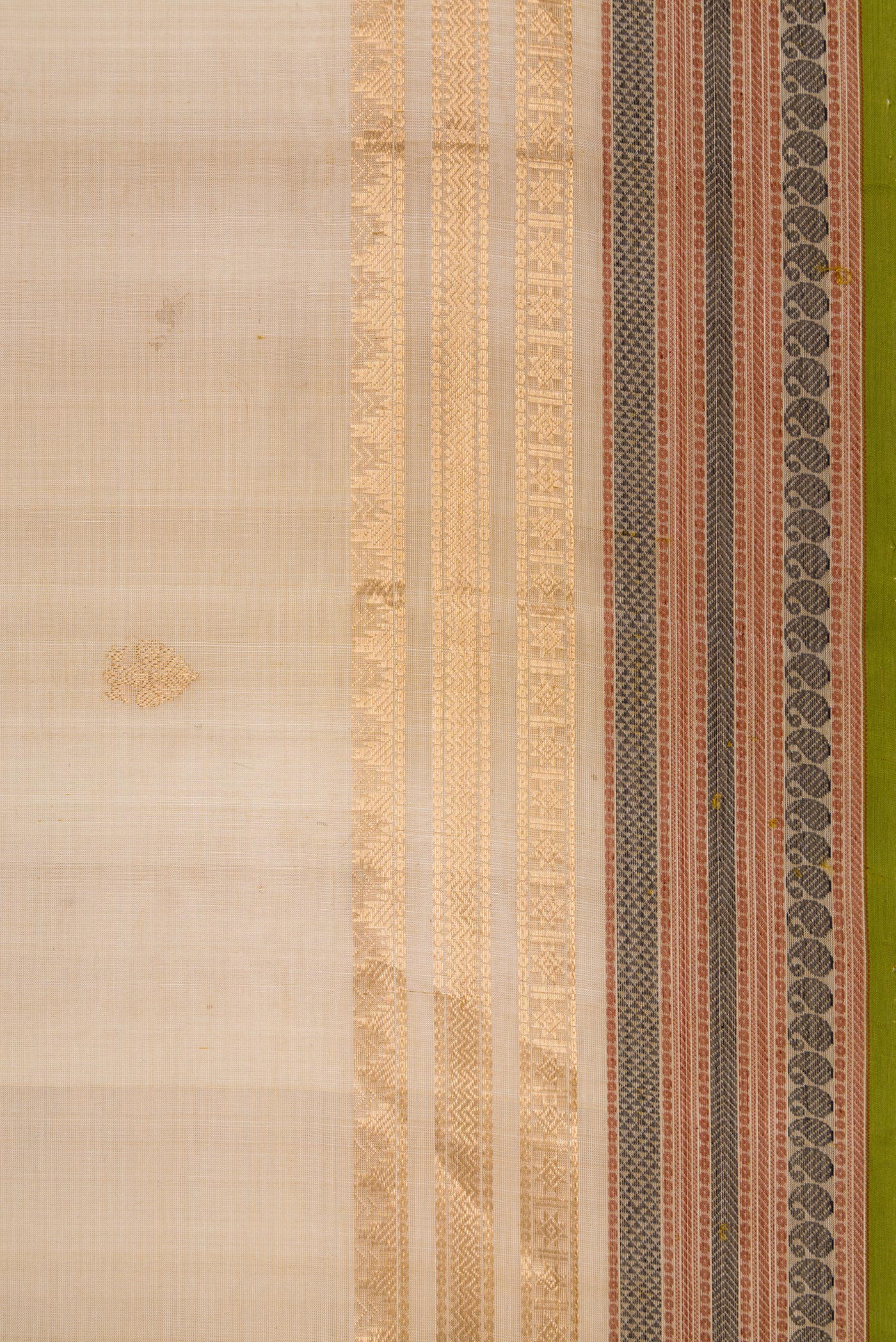 Beige Silk Cotton Saree - Image 3