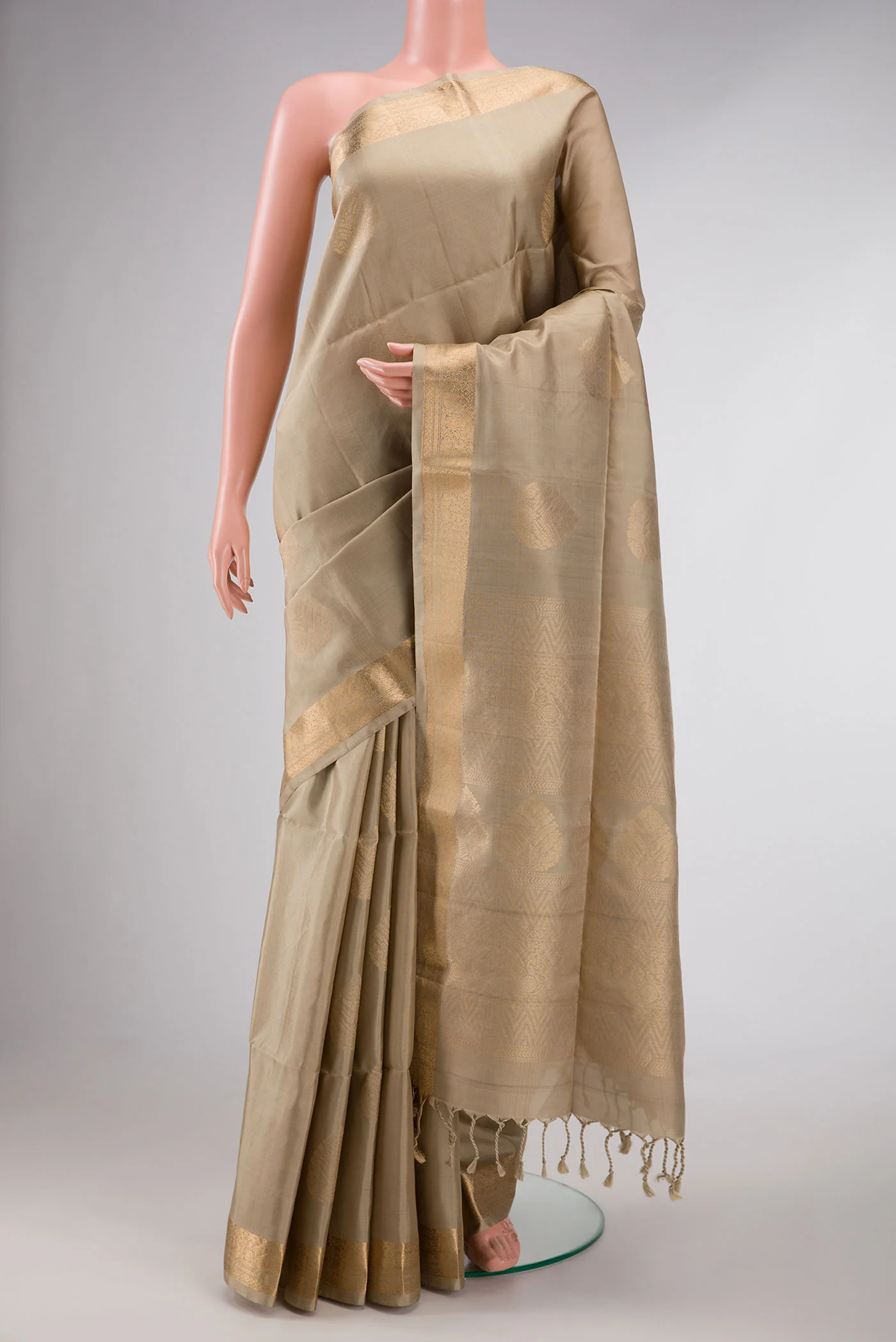 Beige Dual Tone Soft Silk Saree