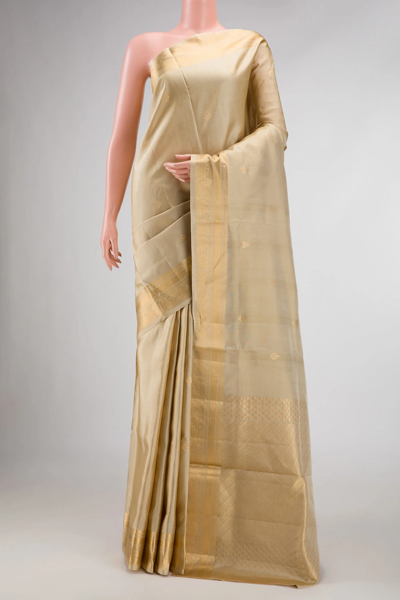 Beige Dual Tone Soft Silk Saree