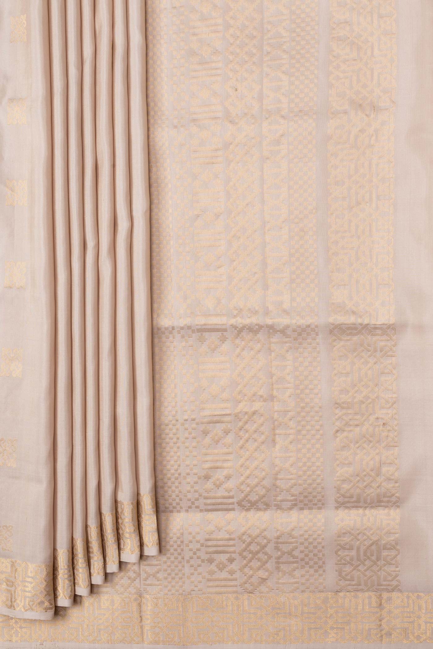 Beige Soft Silk Saree - Image 4