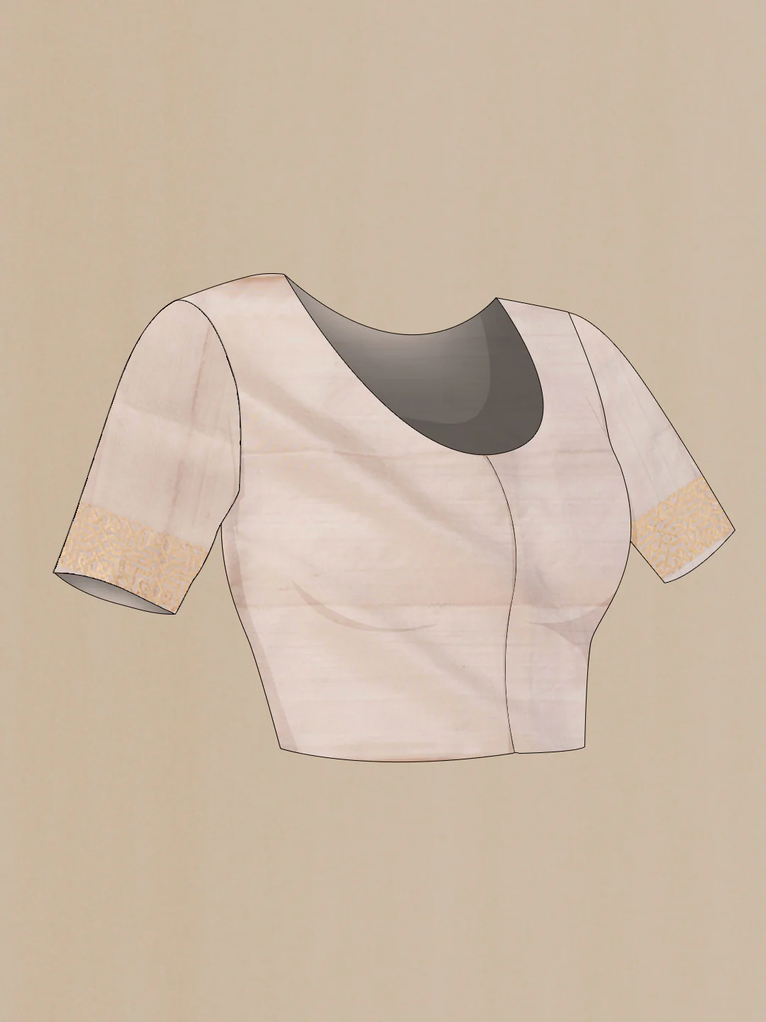 Beige Soft Silk Saree - Image 5