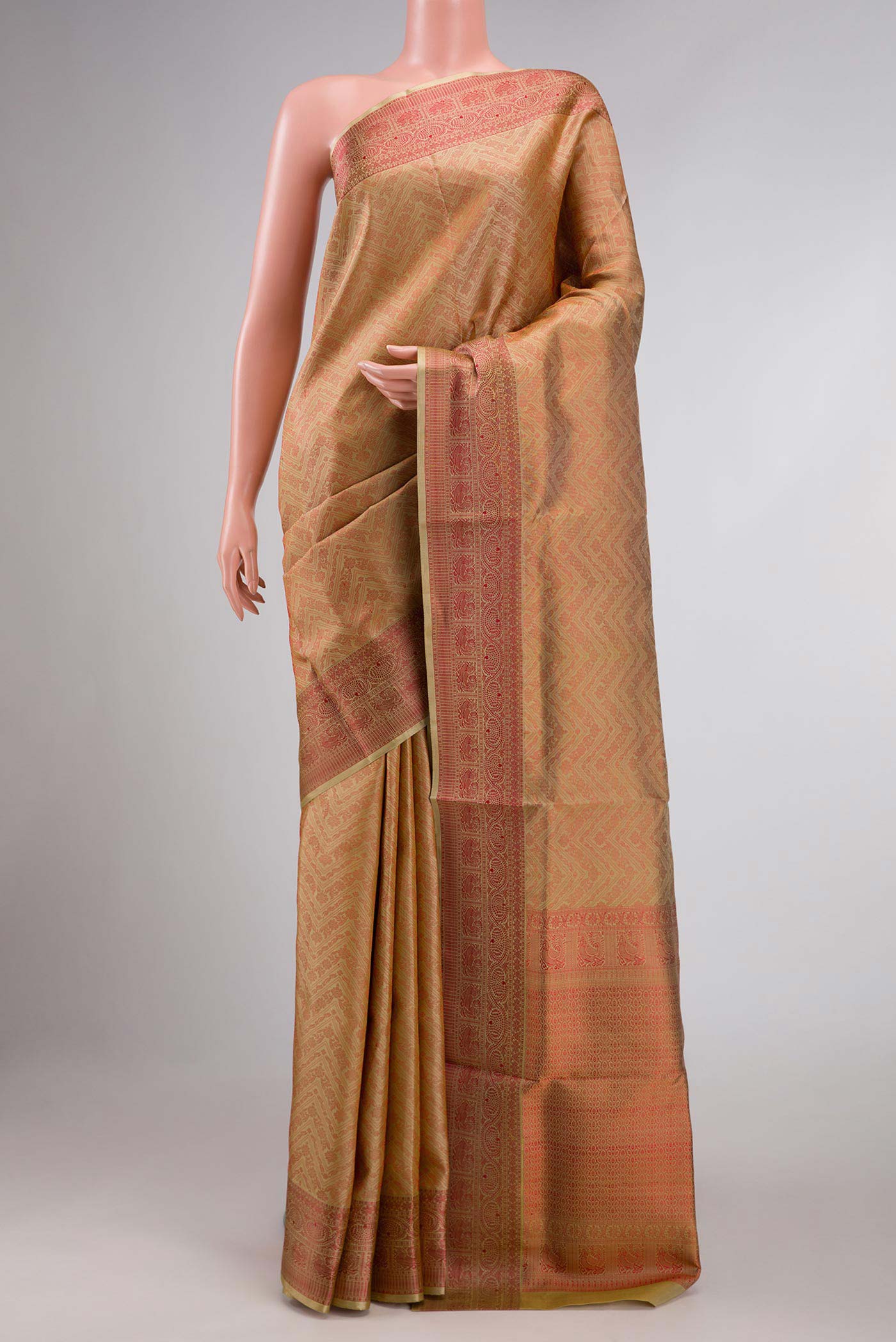 Beige Dual Tone Soft Silk Saree