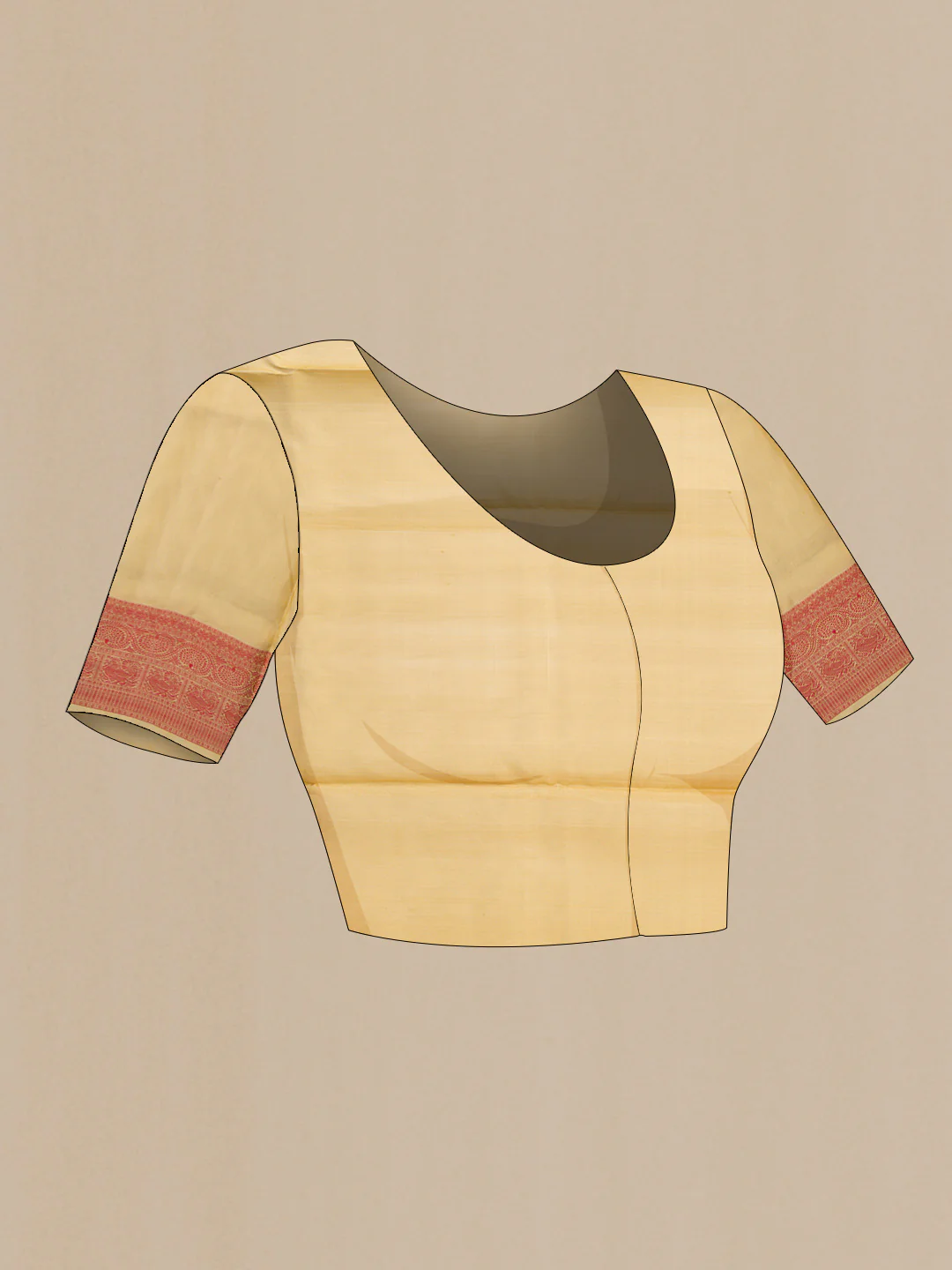 Beige Dual Tone Soft Silk Saree - Image 4