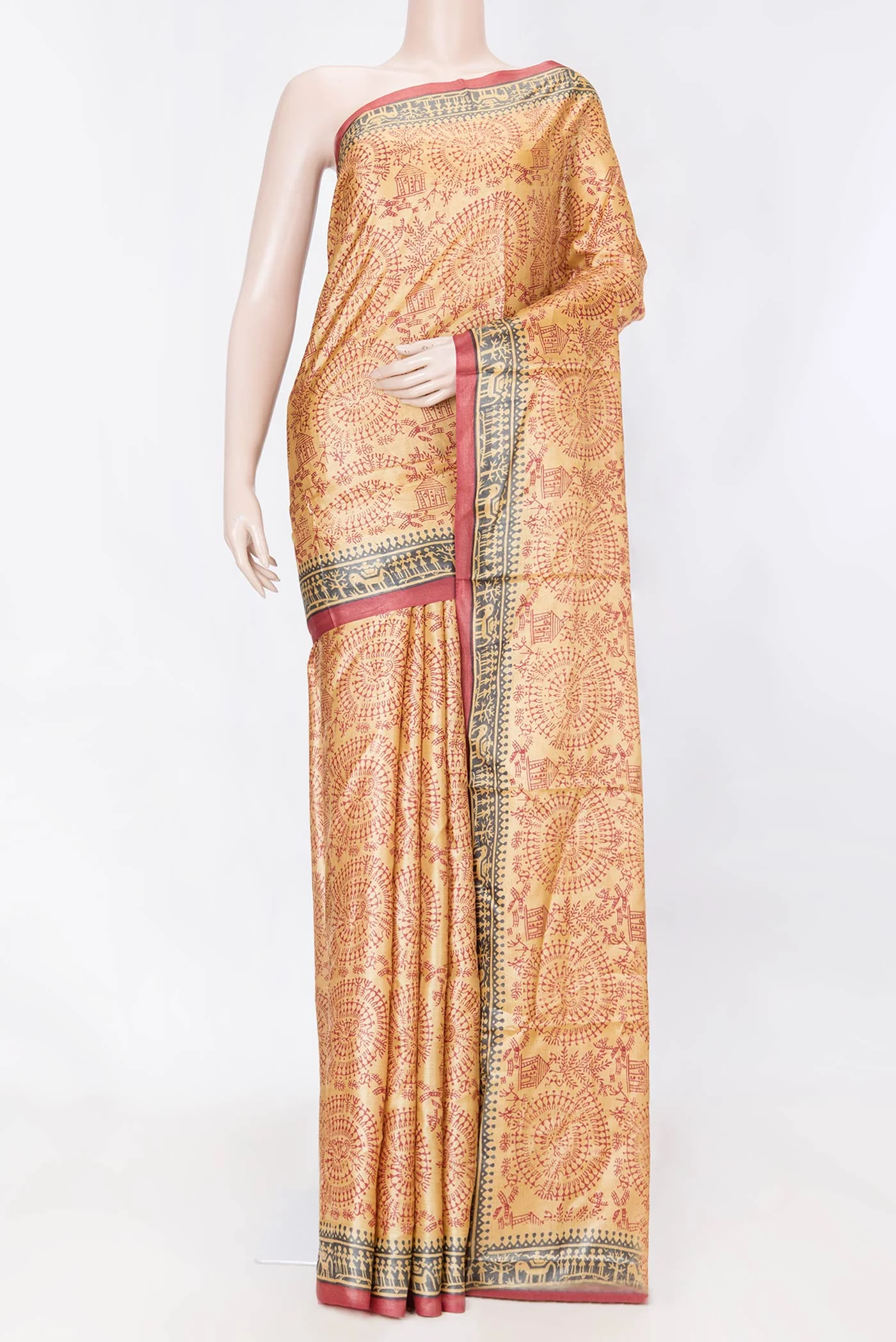 Beige Dual Tone Tussar Saree