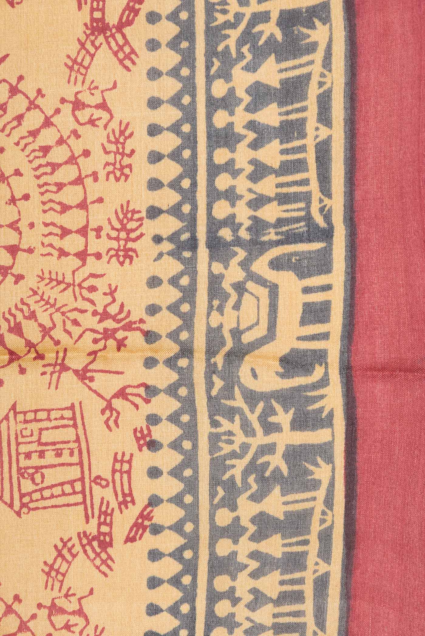 Beige Dual Tone Tussar Saree - Image 3