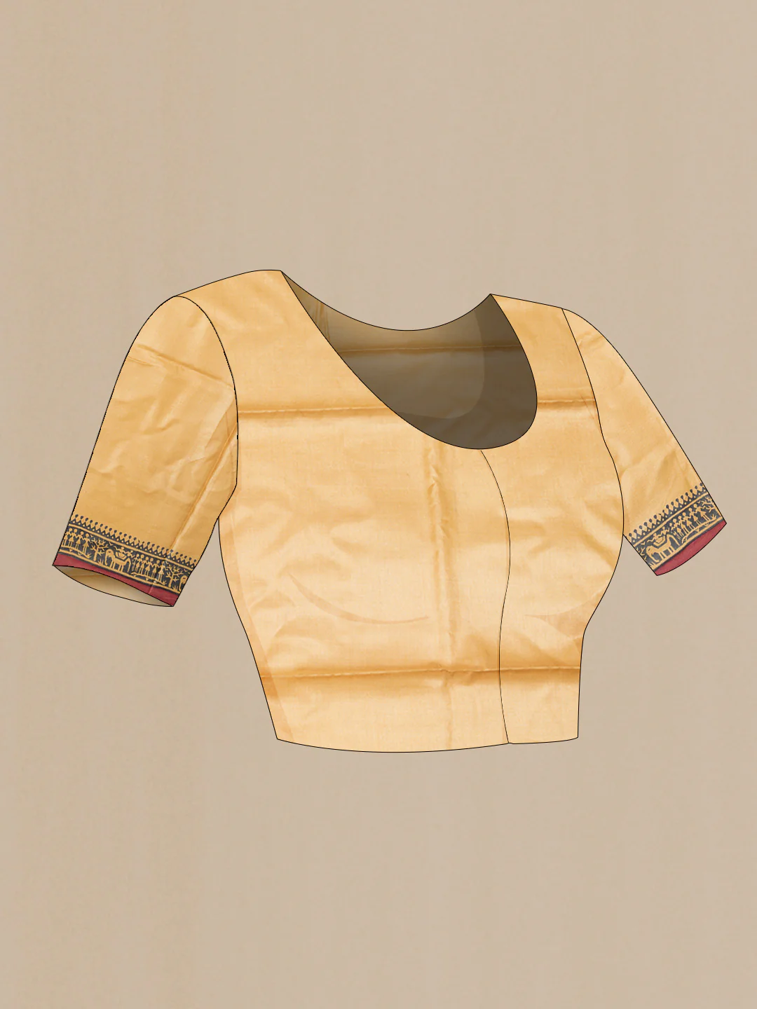 Beige Dual Tone Tussar Saree - Image 4