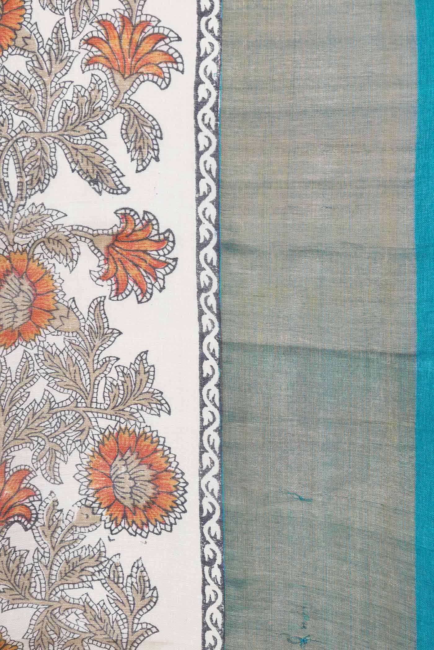 Beige Dual Tone Tussar Saree - Image 3