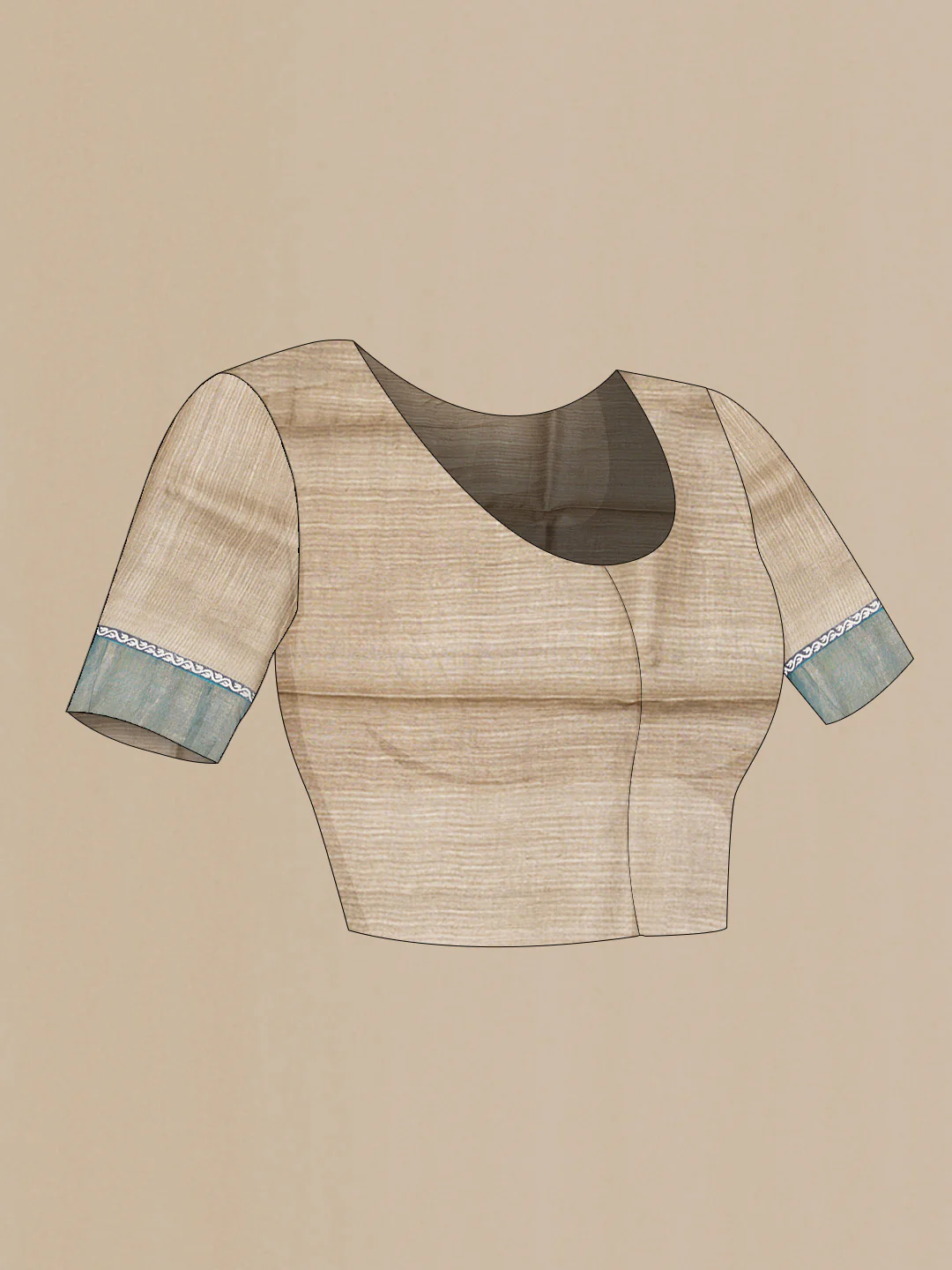 Beige Dual Tone Tussar Saree - Image 4