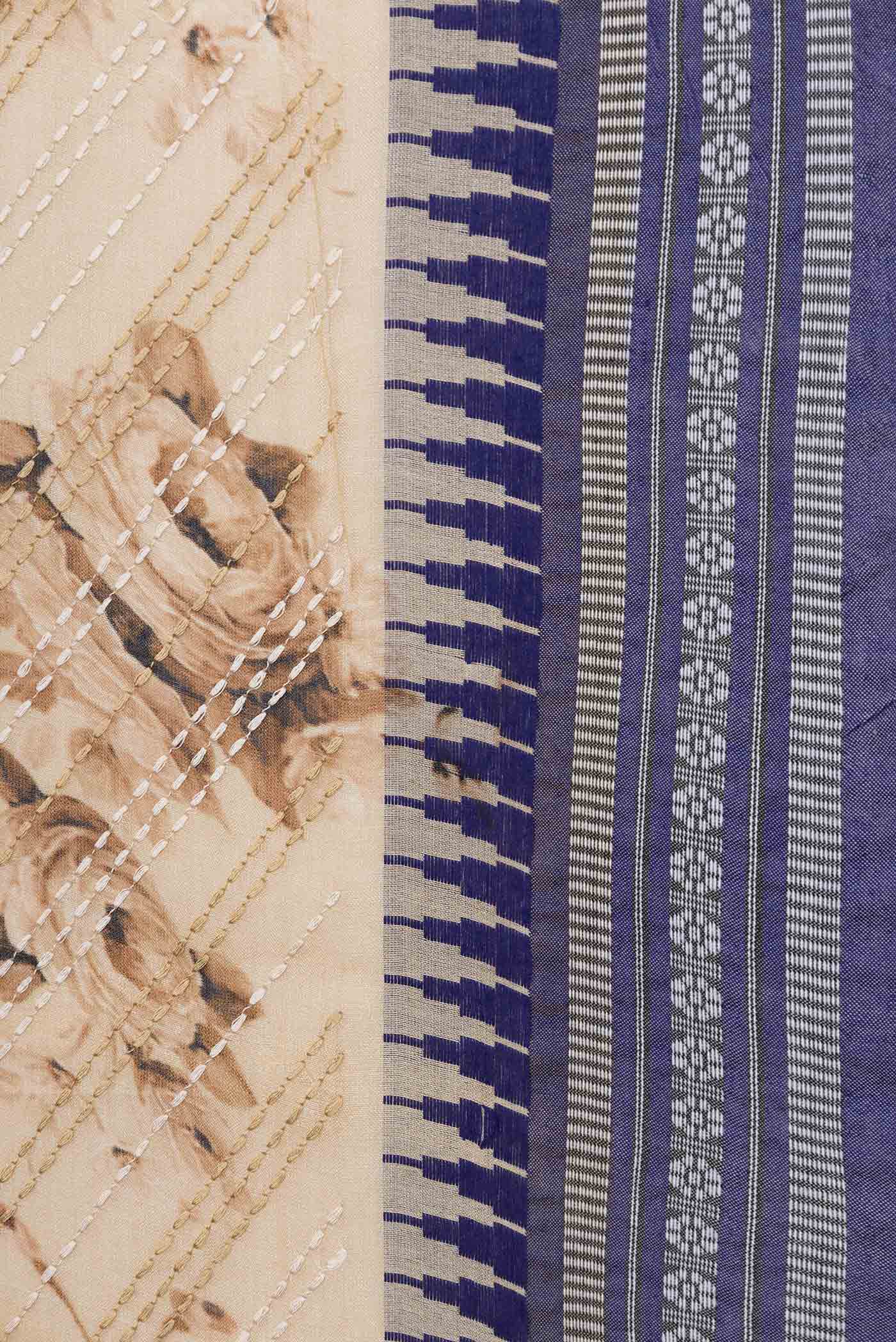 Beige Dual Tone Tussar Saree - Image 3