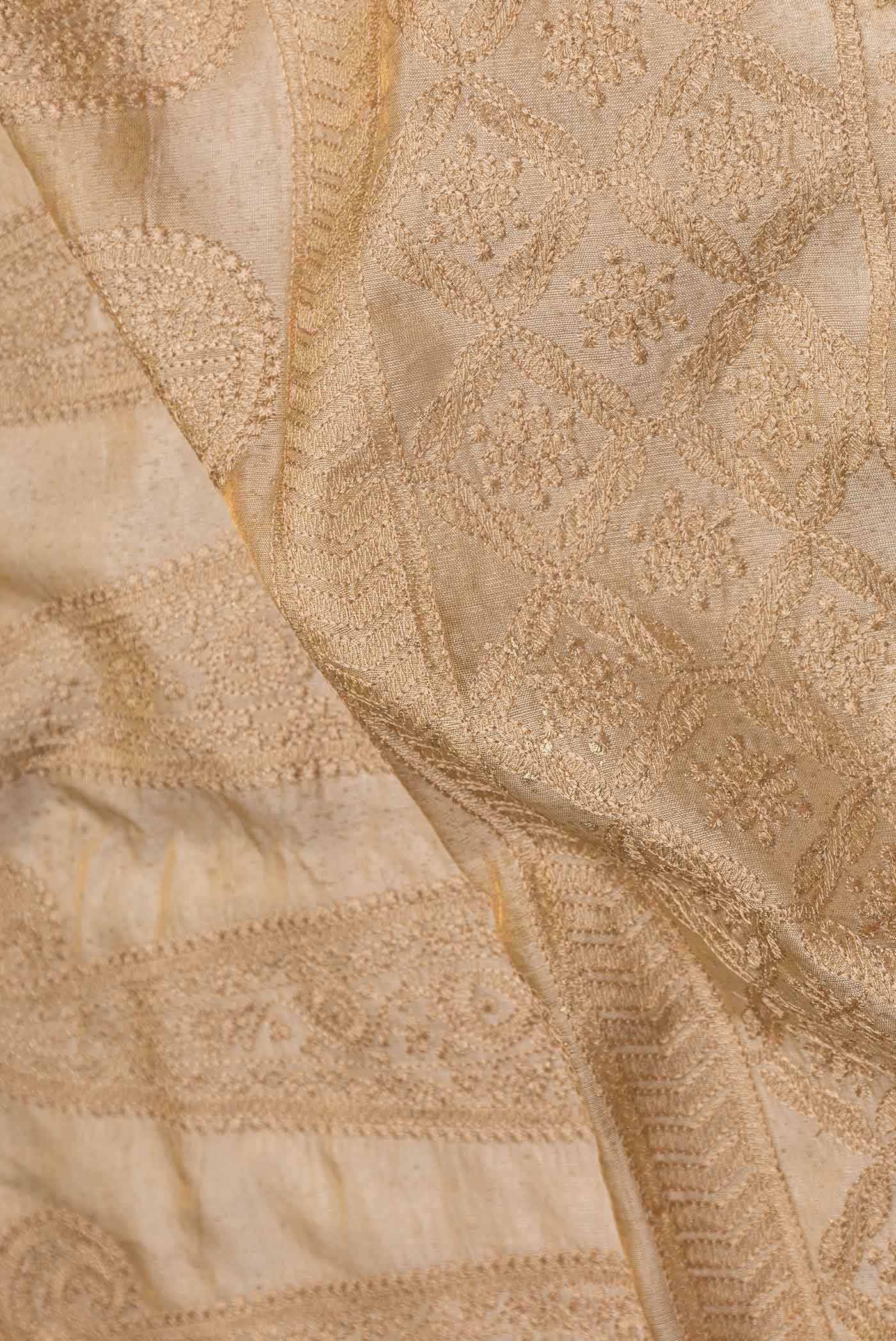 Beige Tussar Silk Saree - Image 2