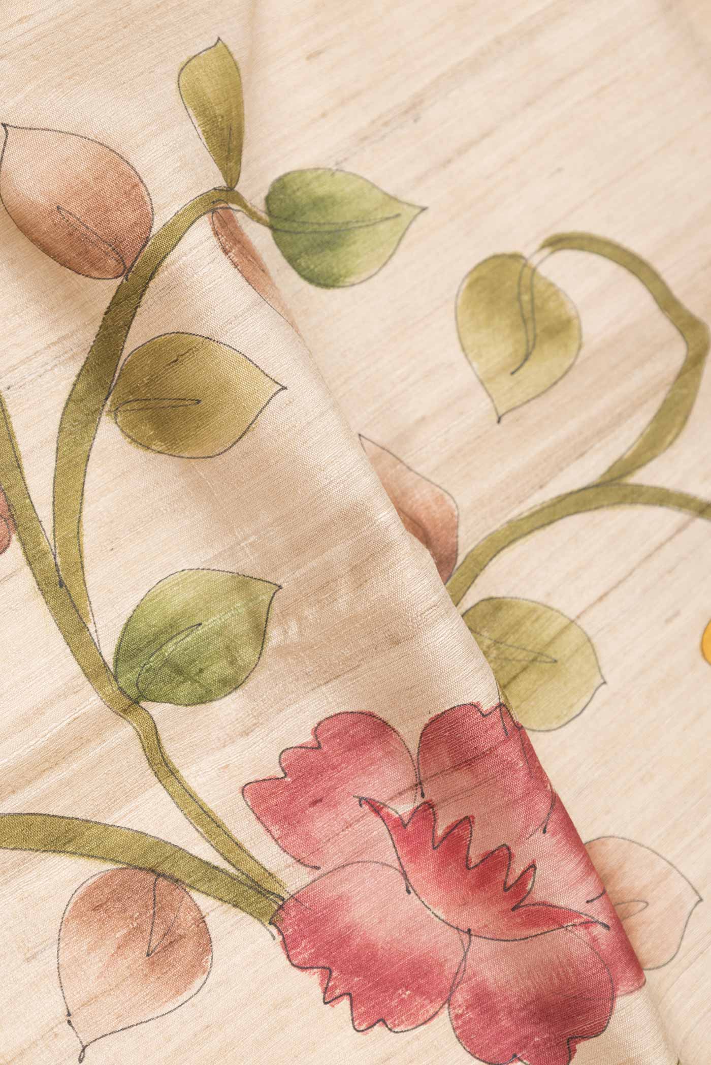 Beige Dual Tone Tussar Saree - Image 2