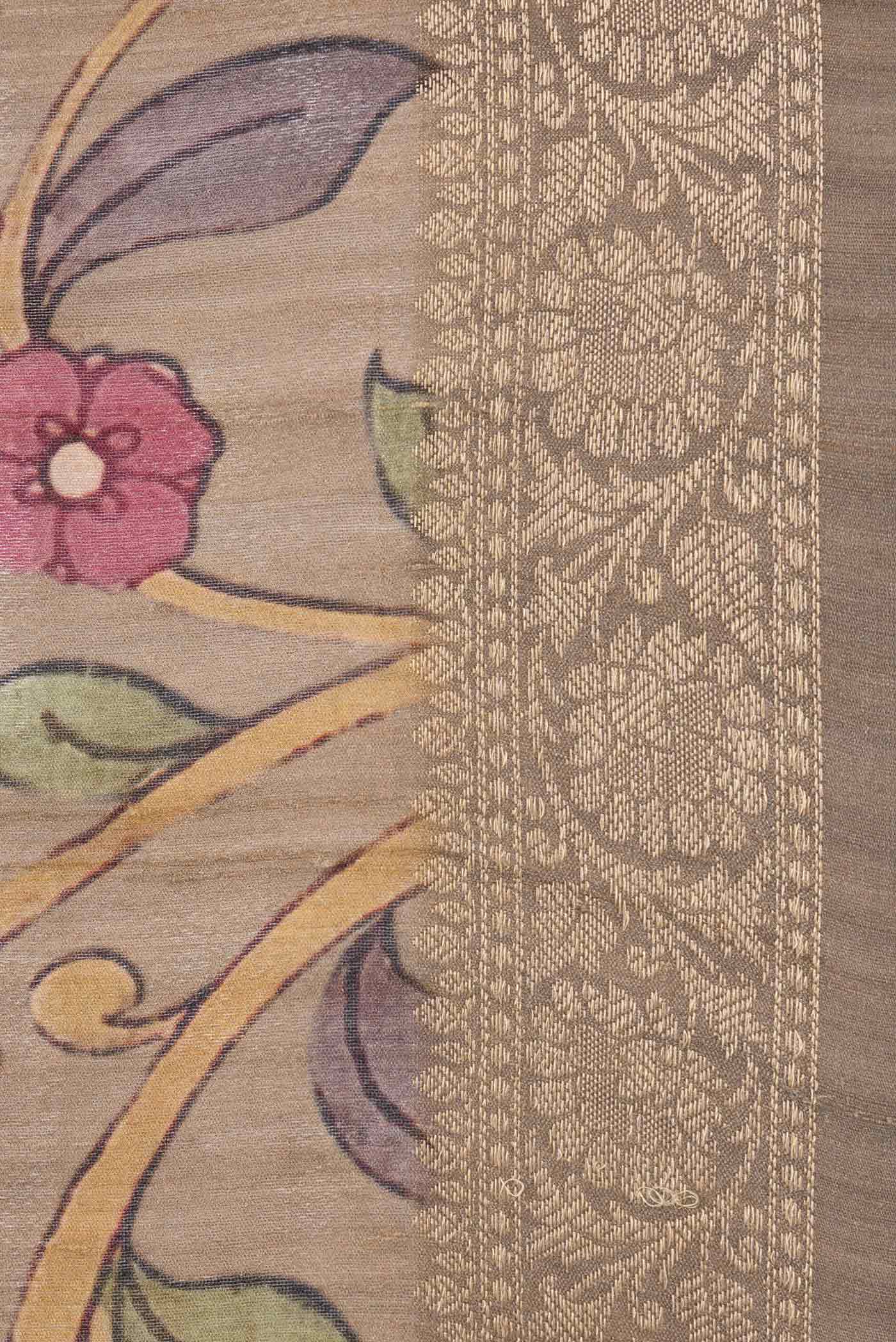 Beige Dual Tone Tussar Saree - Image 3