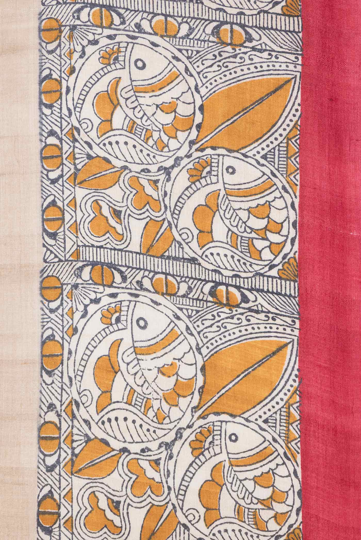 Beige Tussar Saree - Image 3