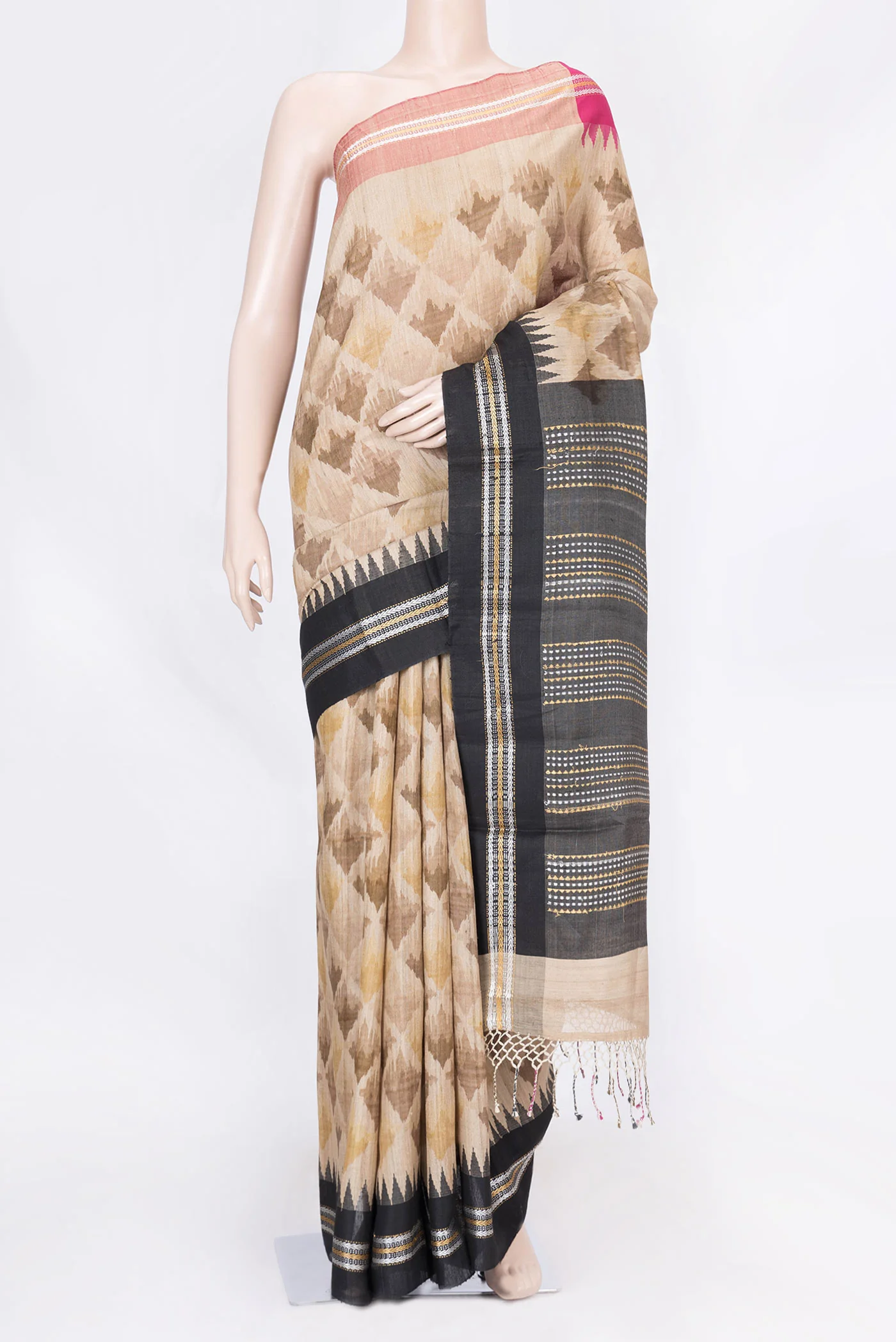 Beige Dual Tone Tussar Saree
