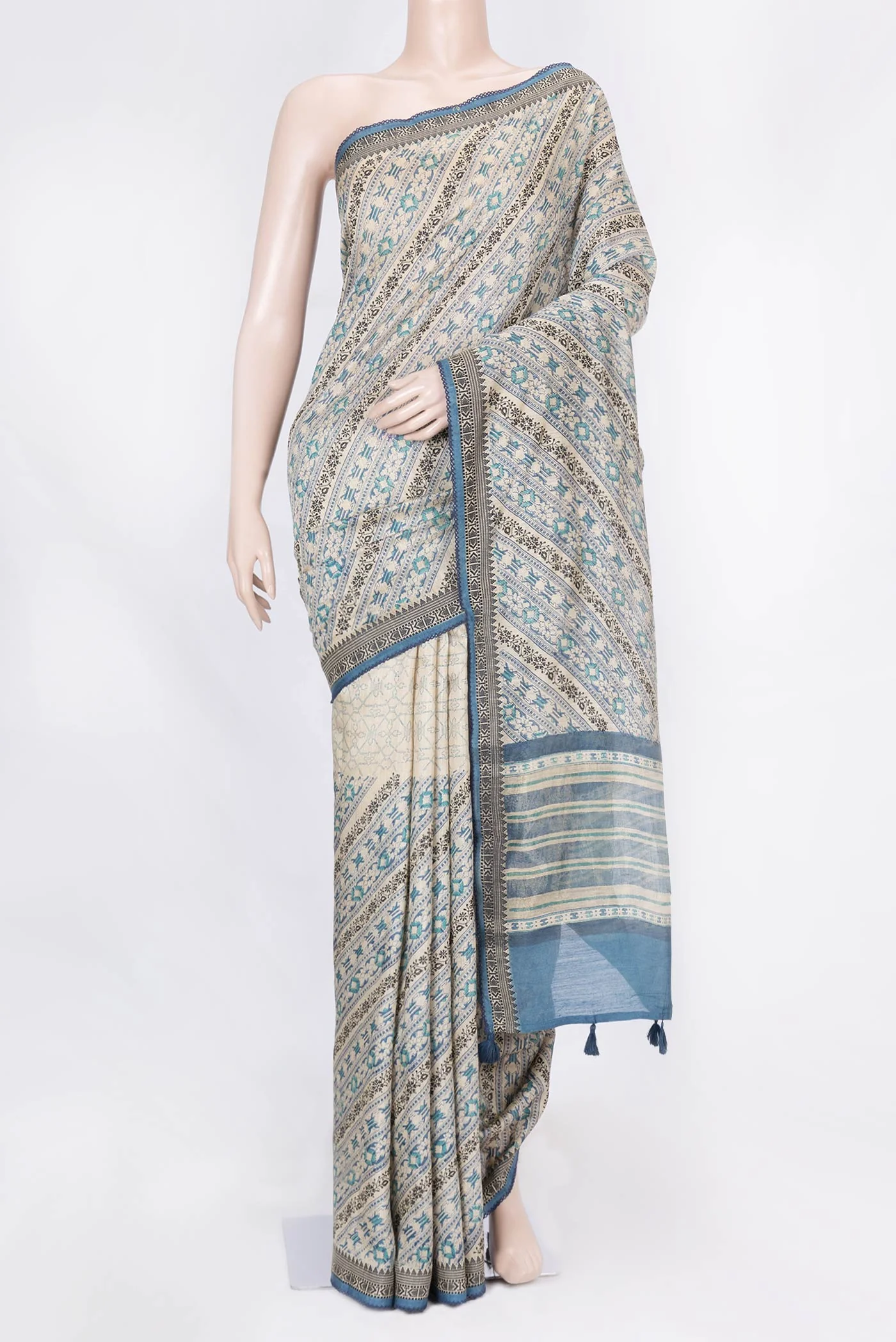 Beige Dual Tone Tussar Saree