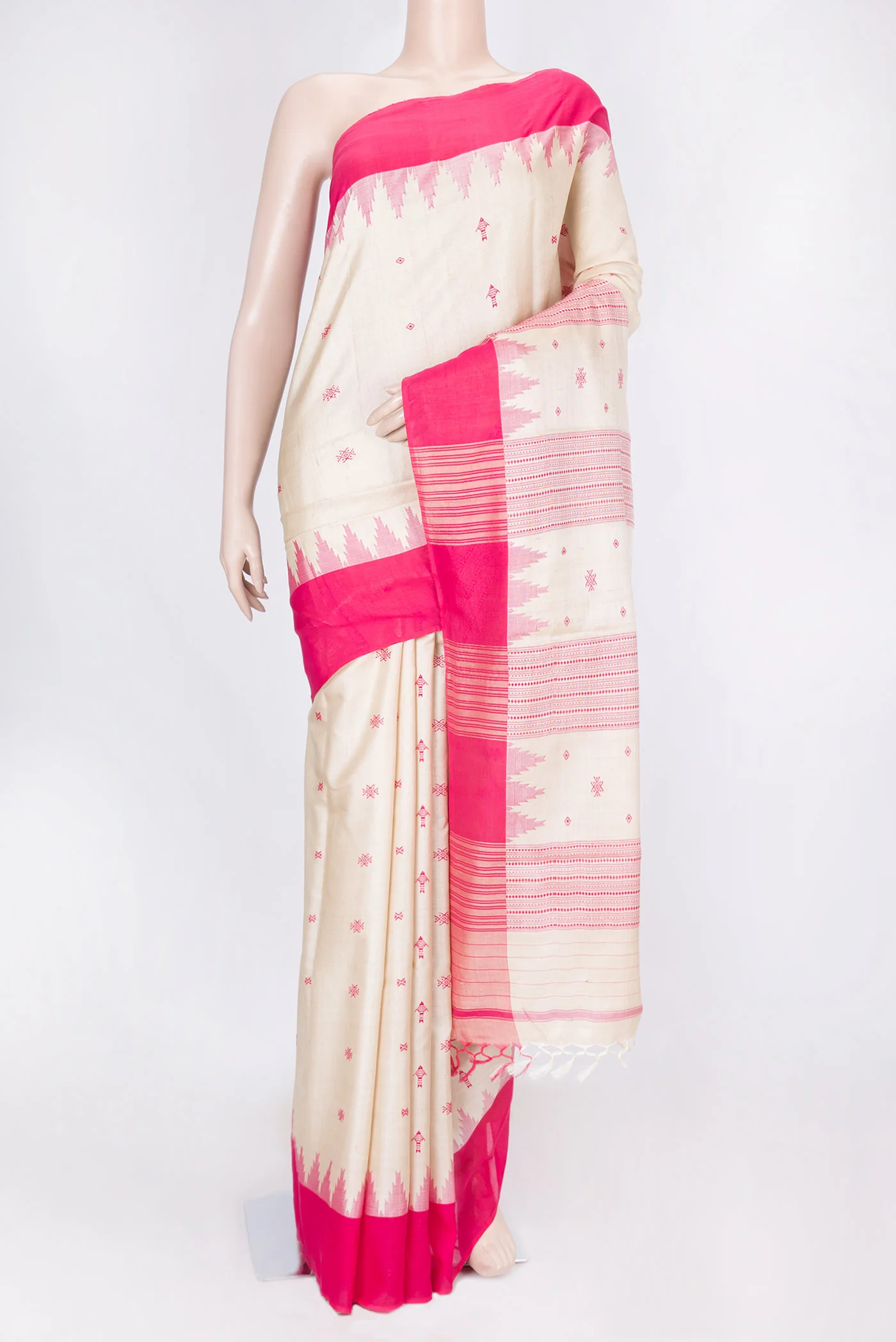 Beige Dual Tone Tussar Silk Saree