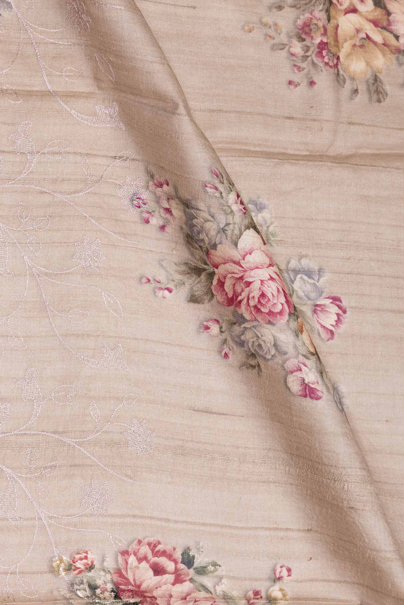 Beige Dual Tone Tussar Silk Saree - Image 2