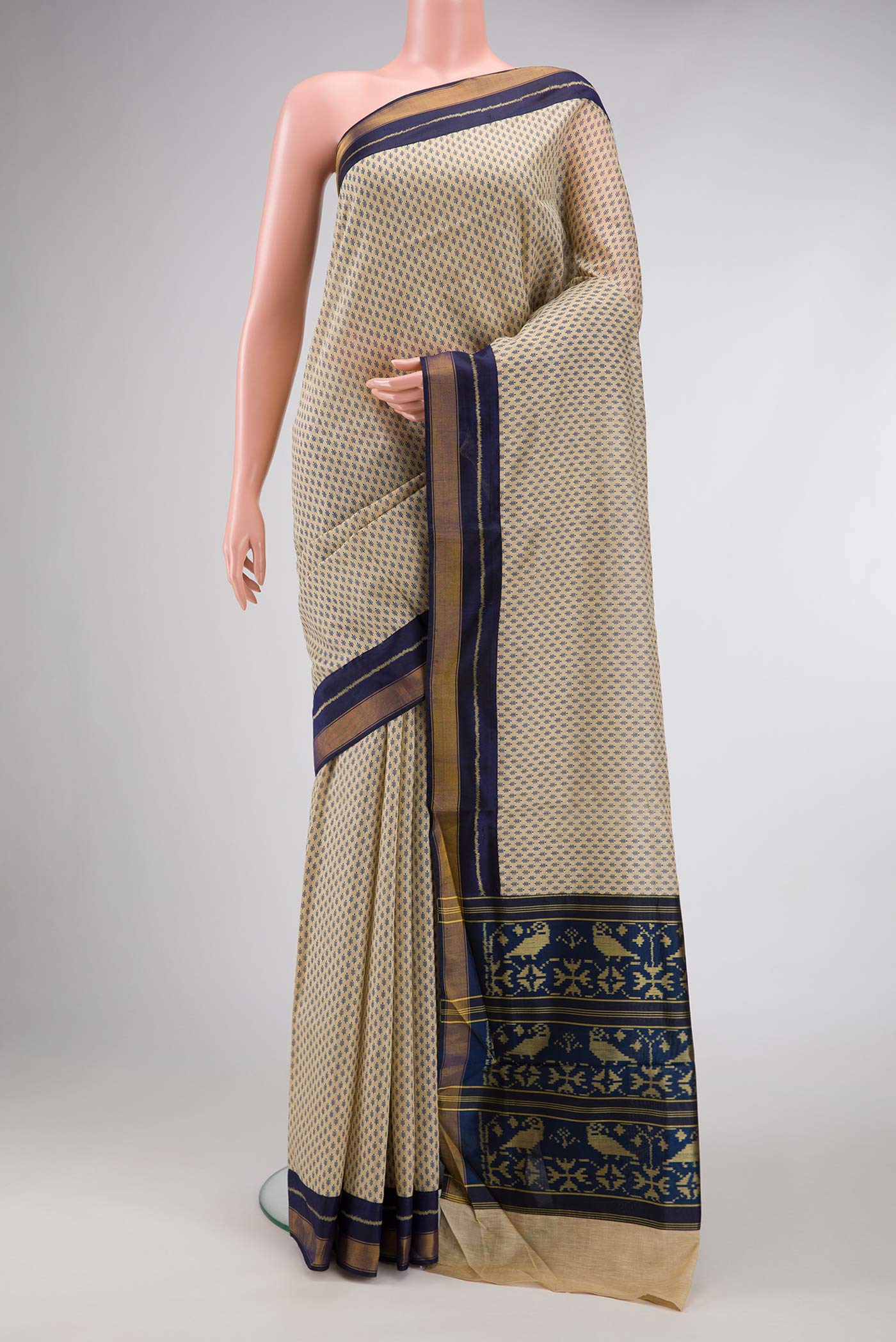 Beige Tussar Silk Saree