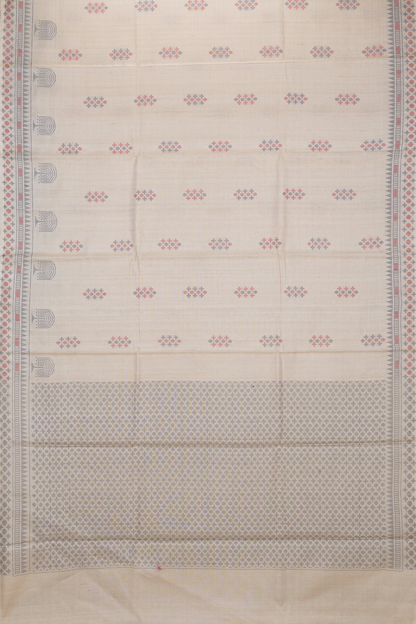 Beige Tussar Silk Saree - Image 6