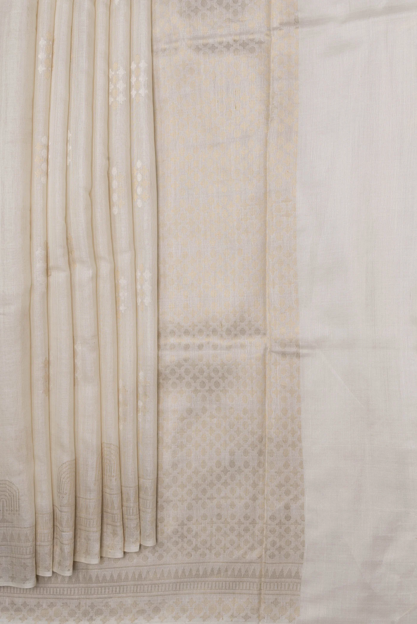 Cream Tussar Silk Saree - Image 4