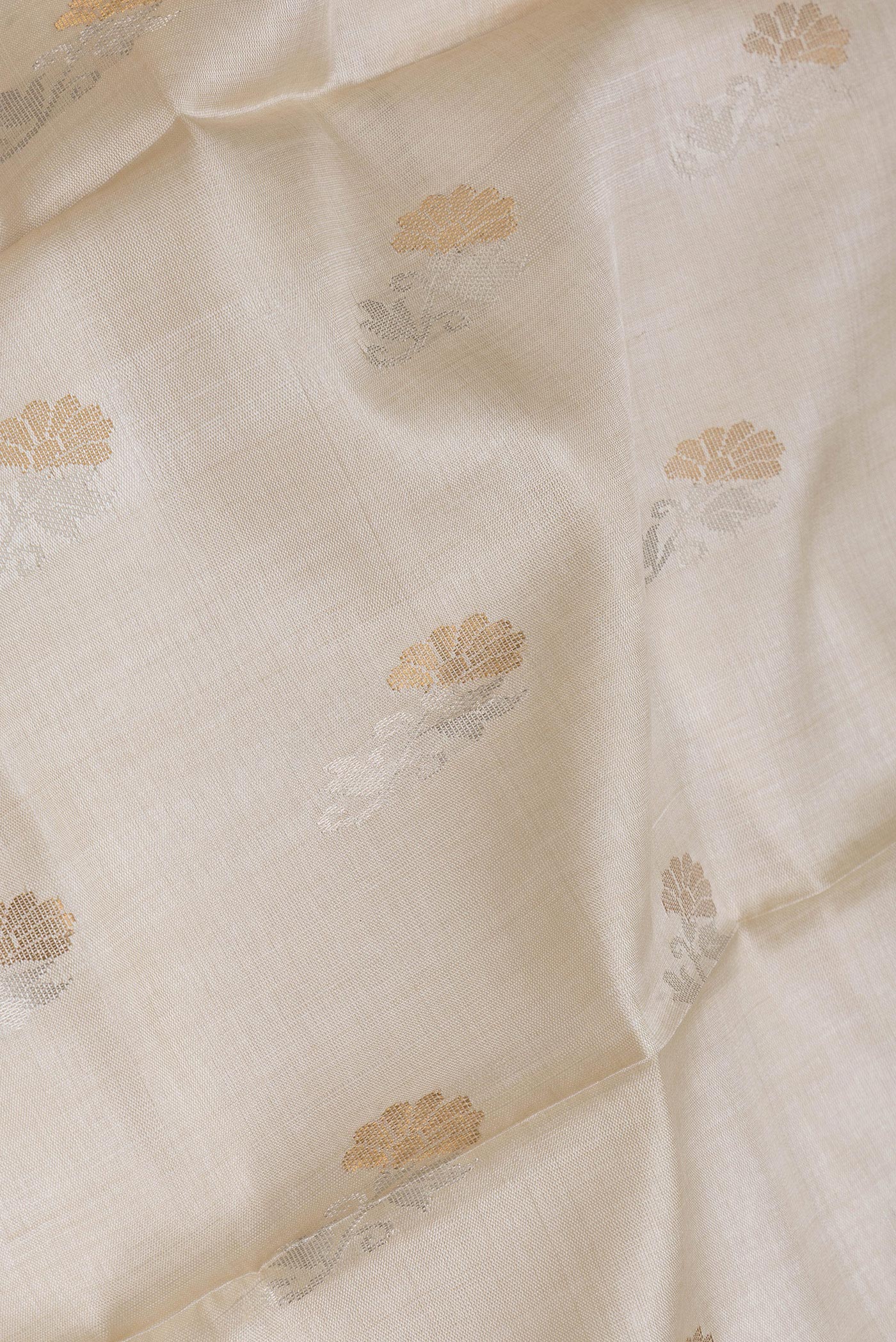 Beige Tussar Silk Saree - Image 2