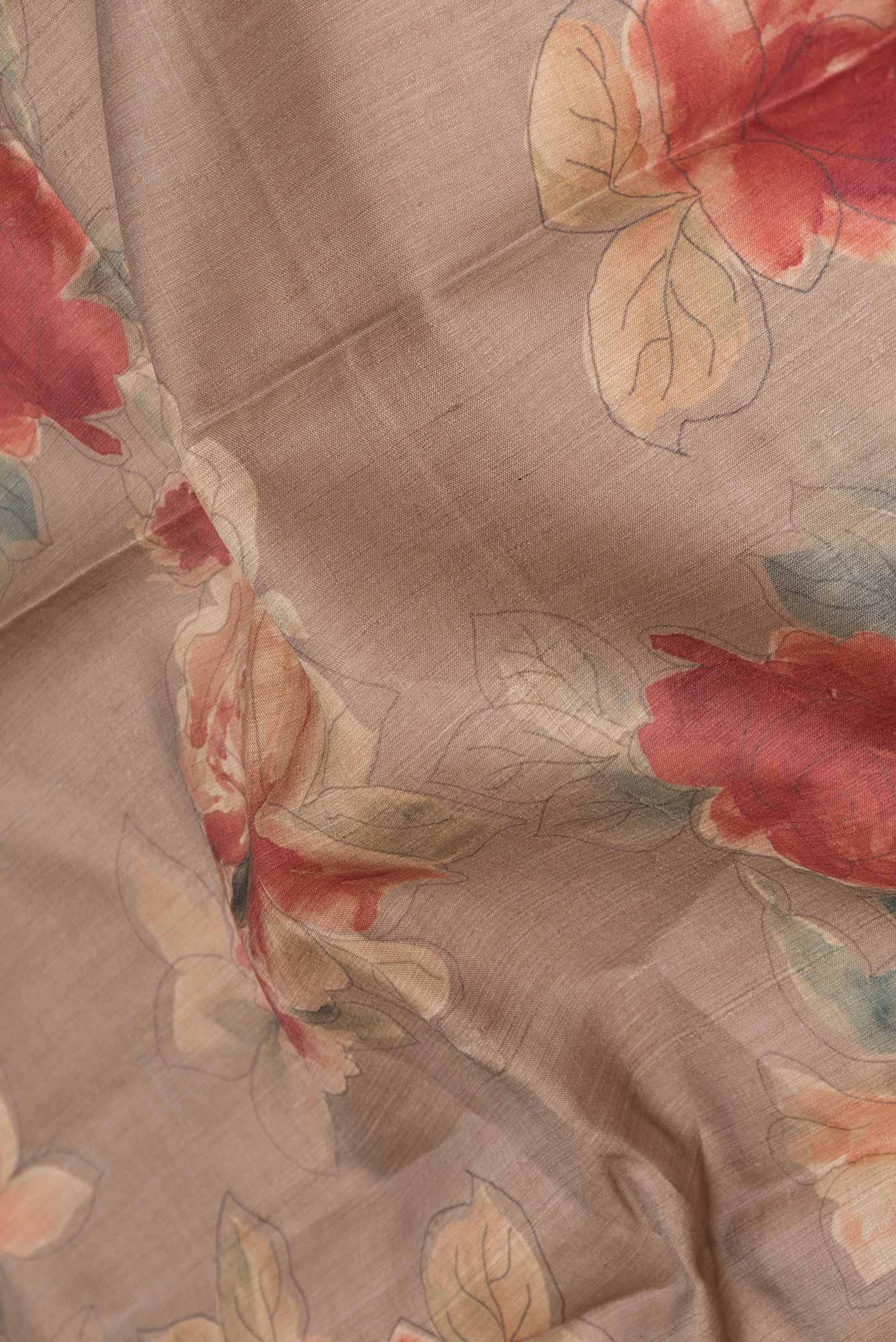 Beige Dual Tone Tussar Silk Saree - Image 2