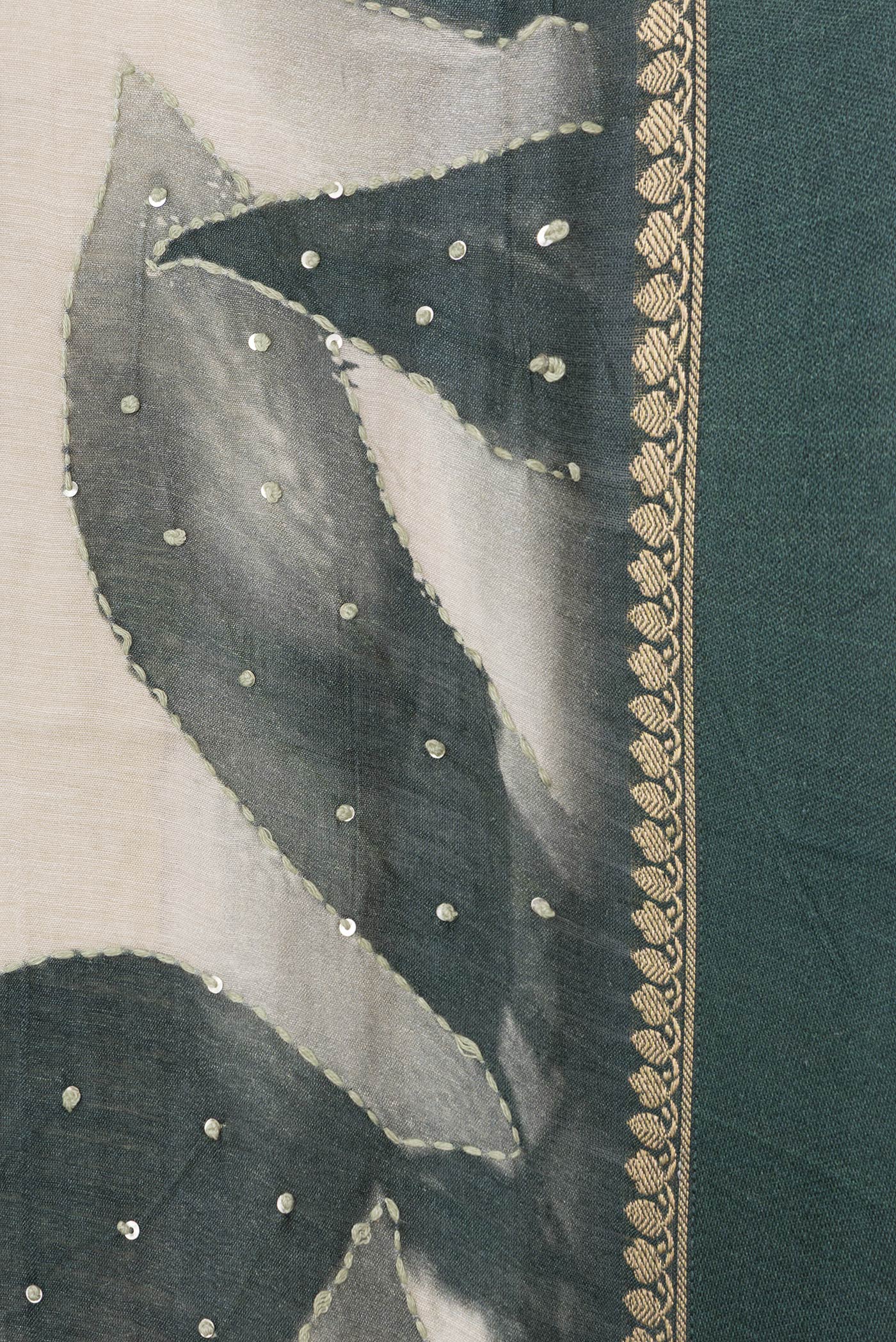 Beige Dual Tone Tussar Silk Saree - Image 3