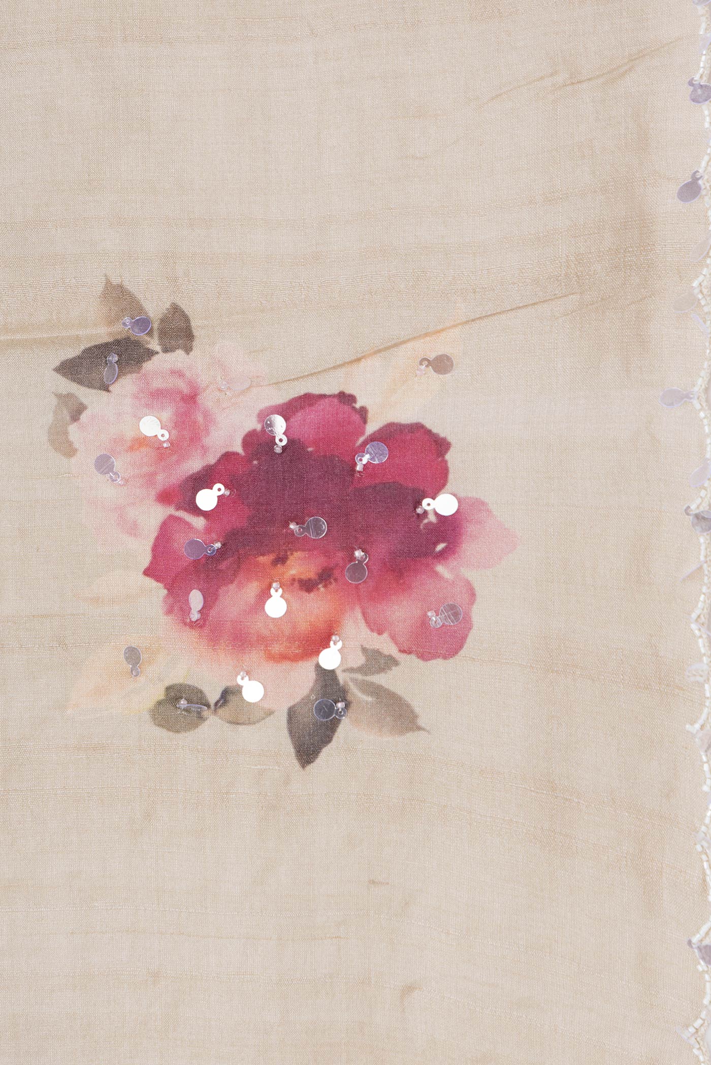 Beige Tussar Silk Saree - Image 3