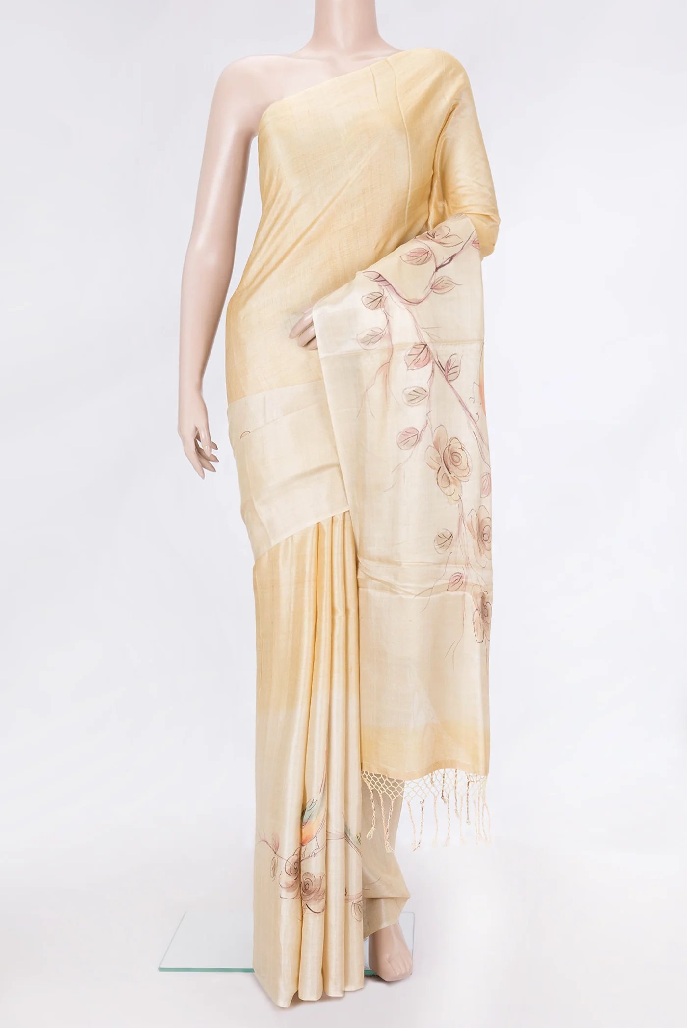 Sandal Tussar Silk Saree