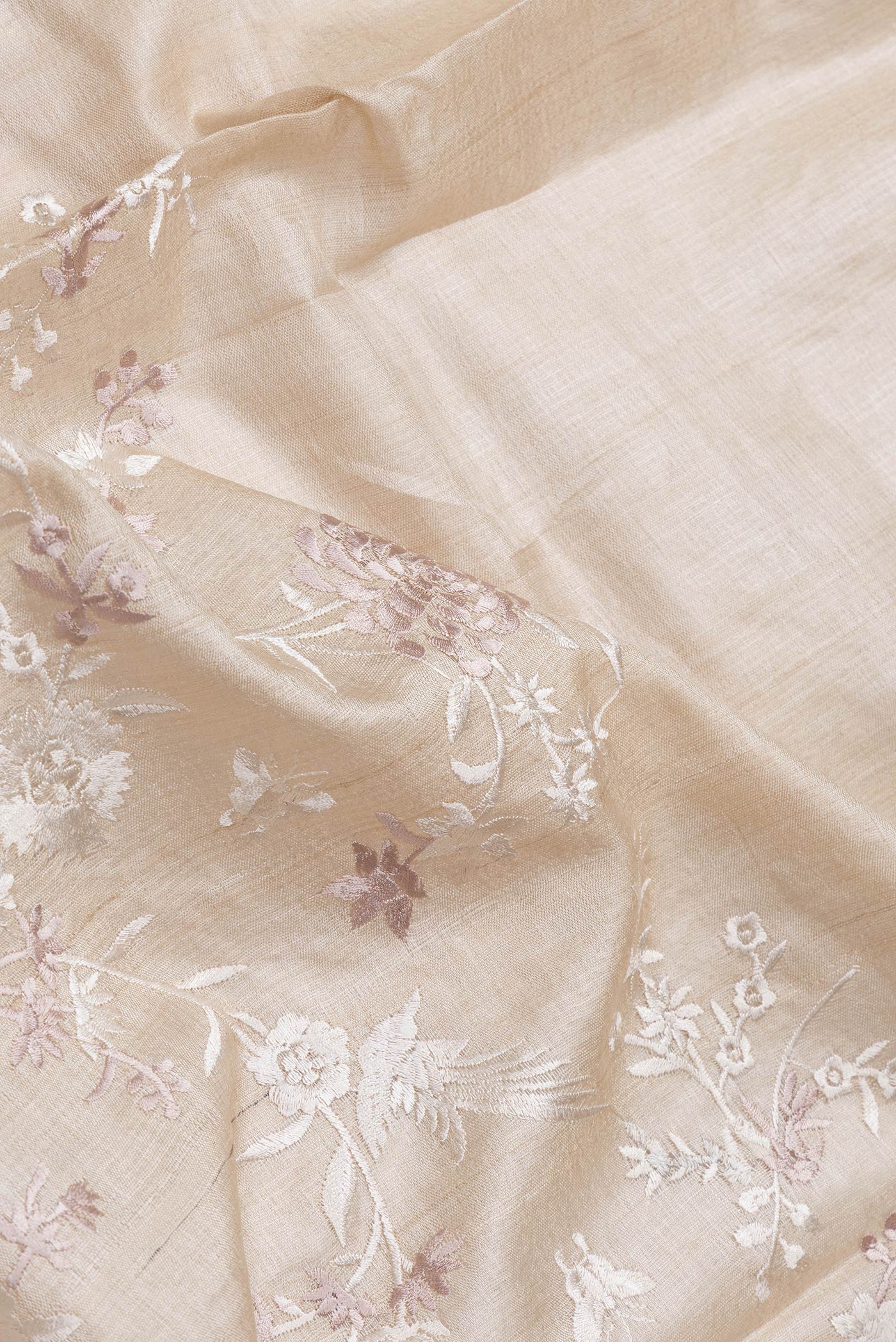 Beige Tussar Silk Saree - Image 2