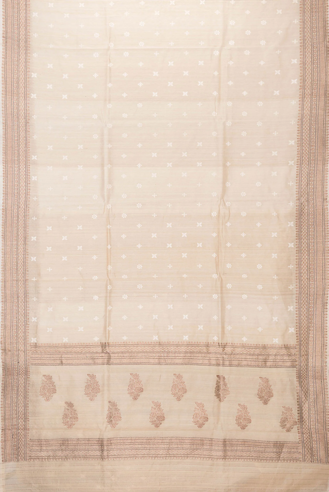 Cream Tussar Silk Saree - Image 6