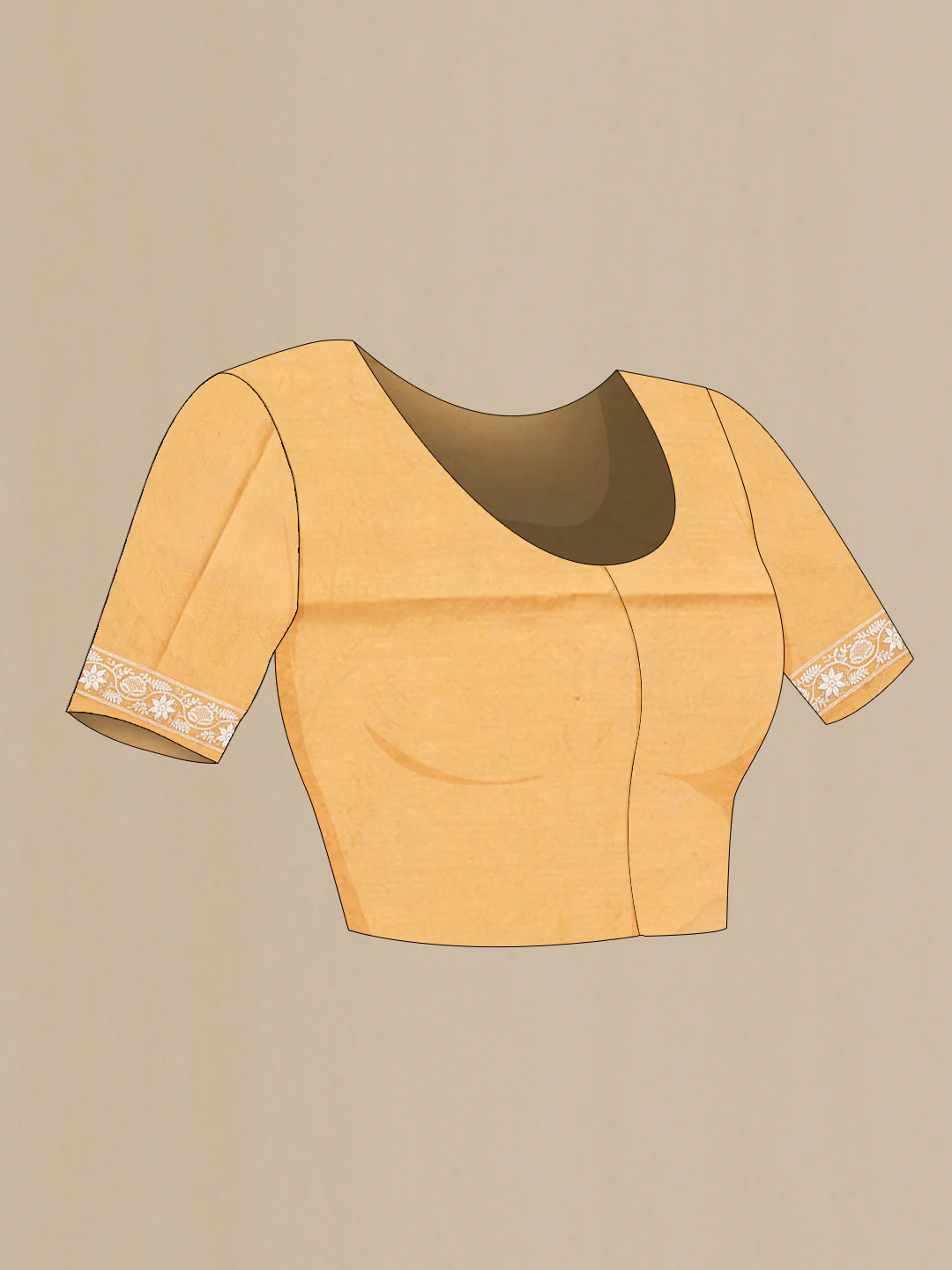Beige Tussar Silk Saree - Image 5