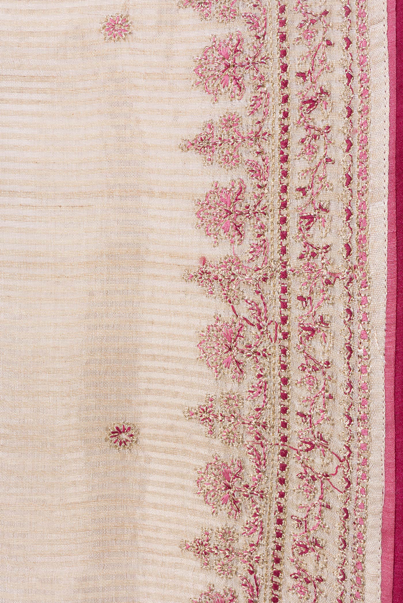 Cream Tussar Silk Saree - Image 3