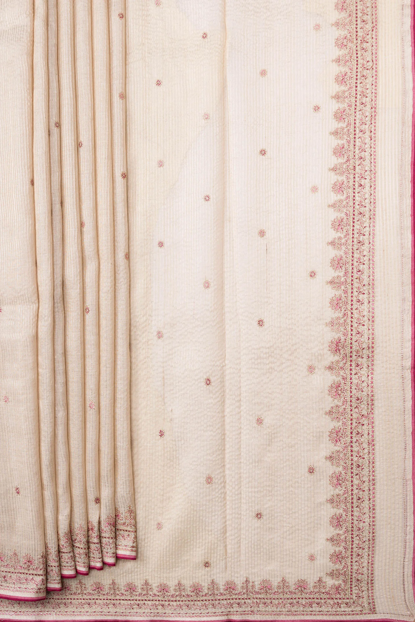 Cream Tussar Silk Saree - Image 4