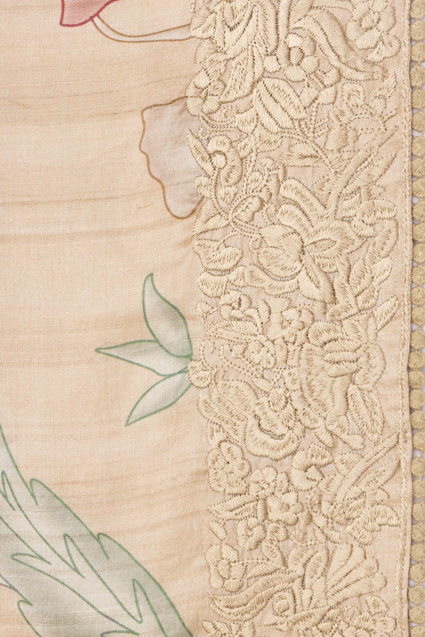 Beige Tussar Silk Saree - Image 3