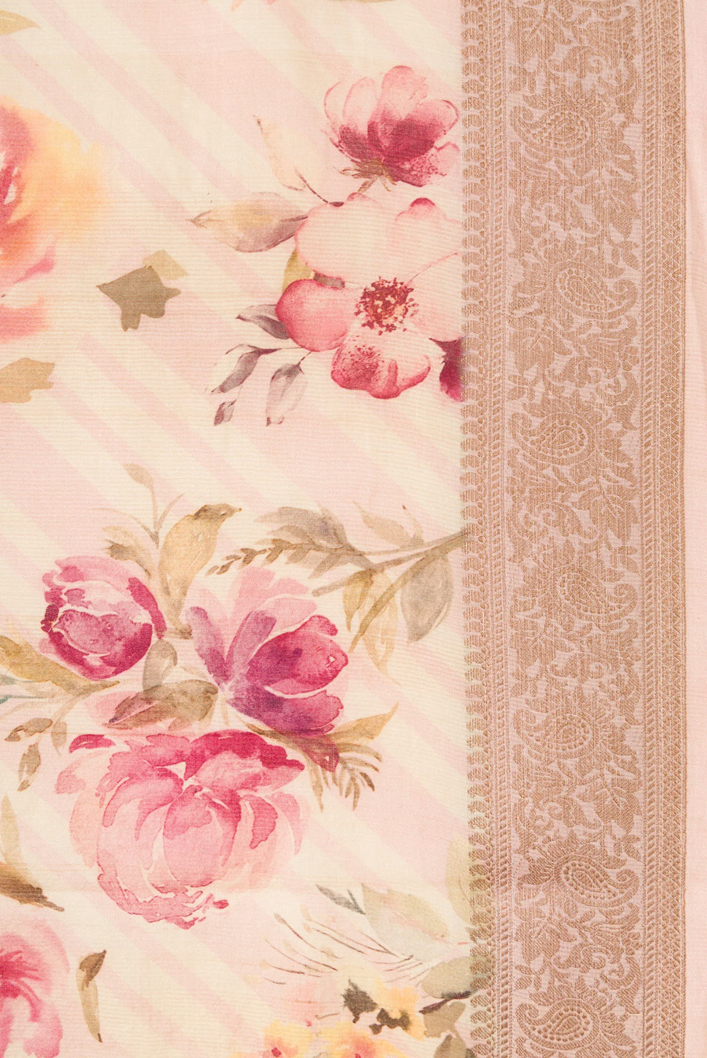 Rose Gold Tussar Silk Saree - Image 3