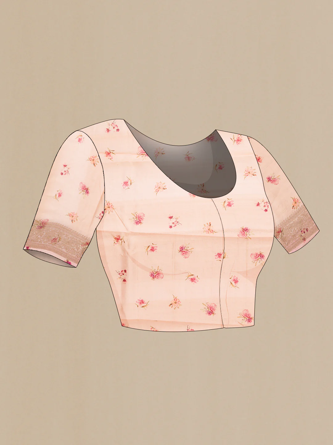Rose Gold Tussar Silk Saree - Image 5