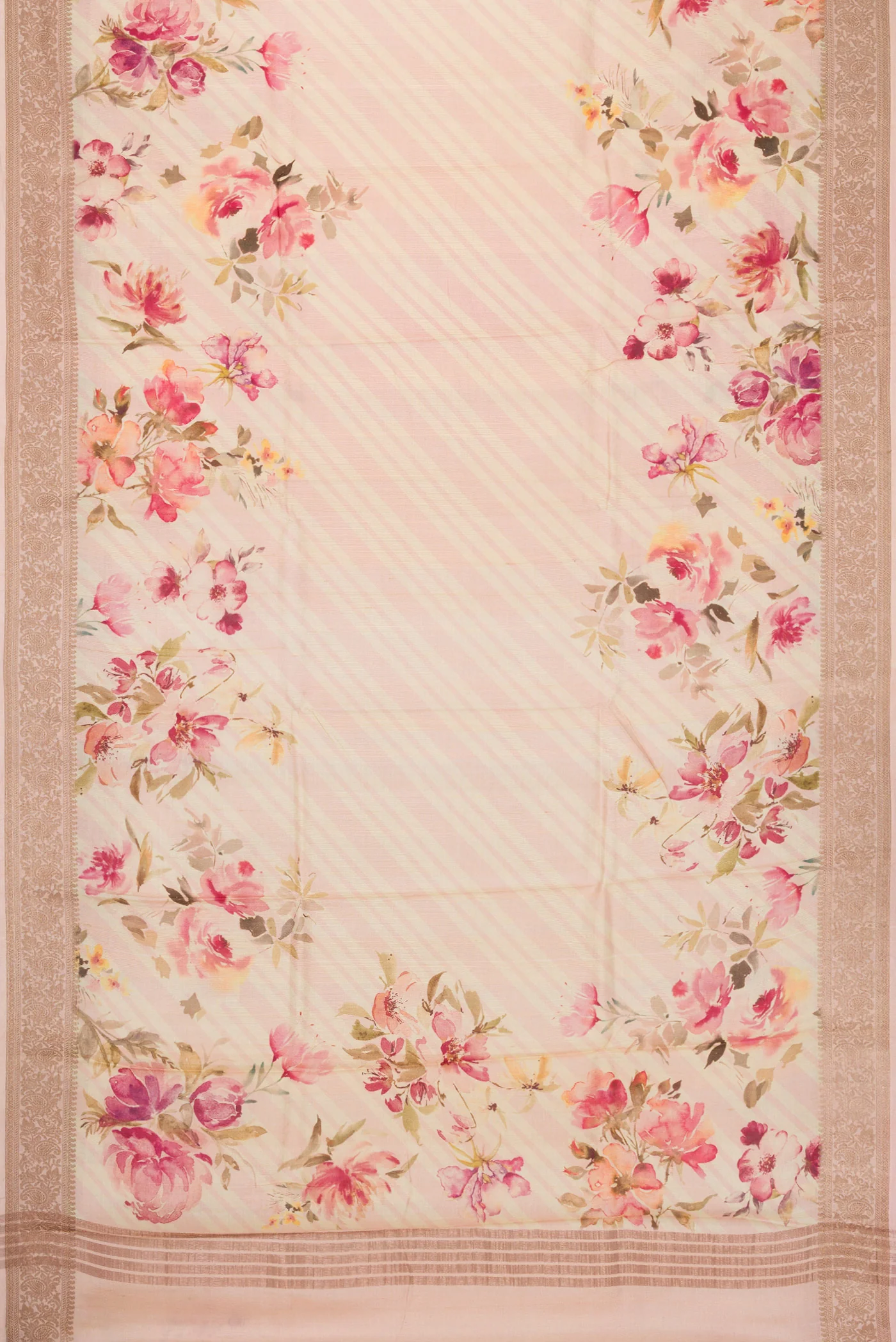 Rose Gold Tussar Silk Saree - Image 6