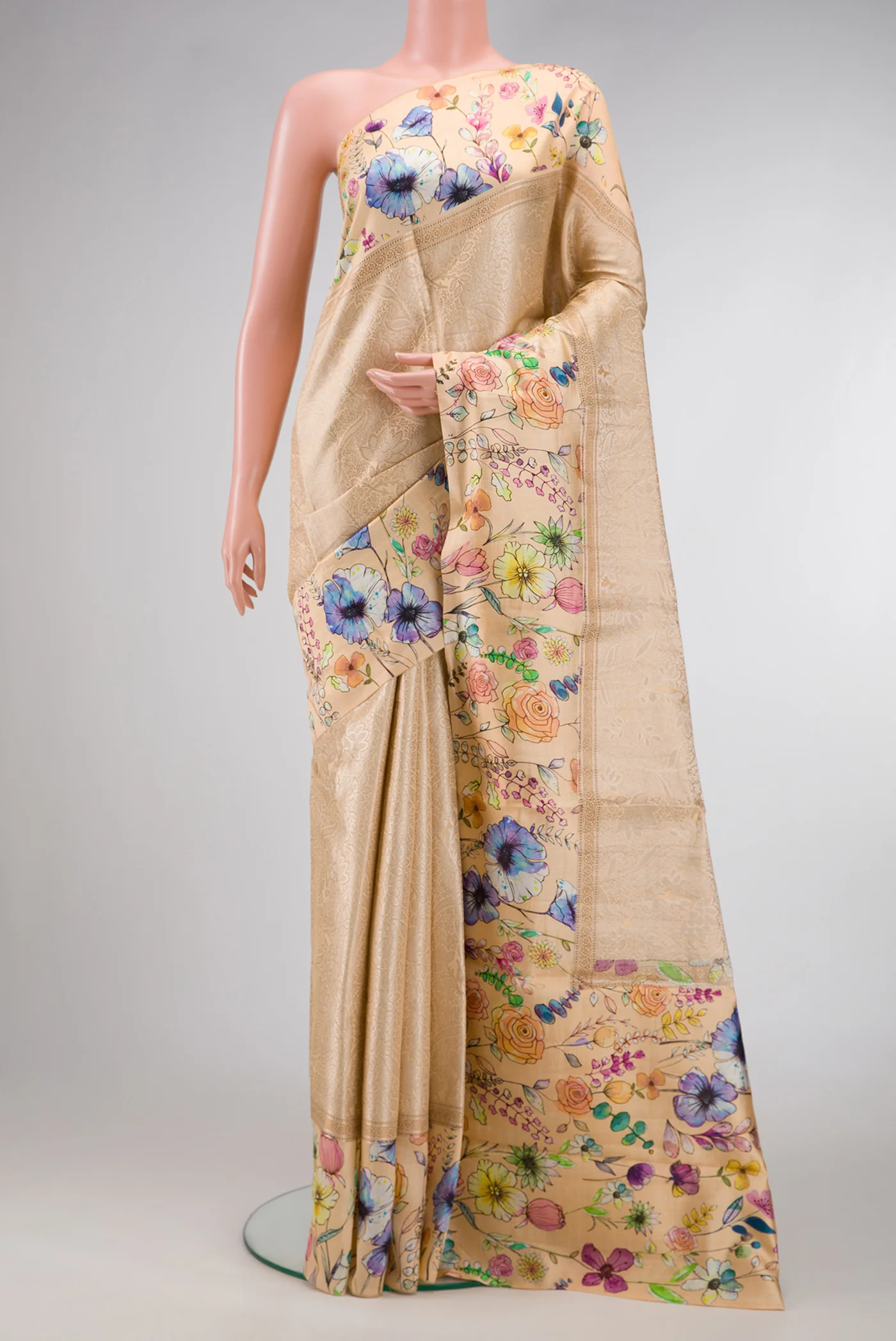 Sandal Tussar Silk Saree