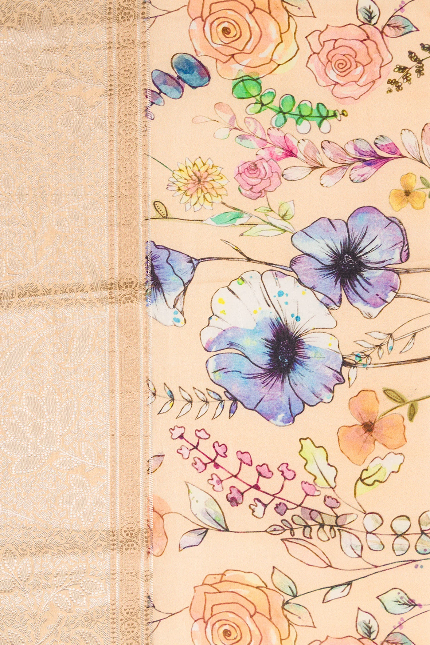 Sandal Tussar Silk Saree - Image 3