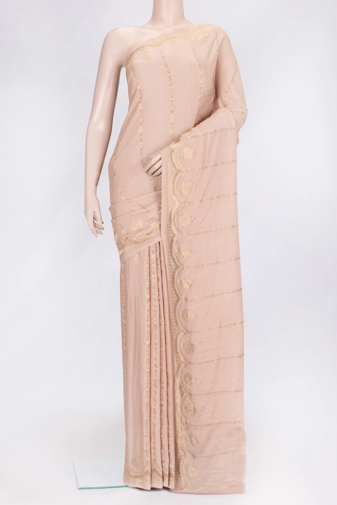 Rose Gold Banarasi Tussar Silk Saree