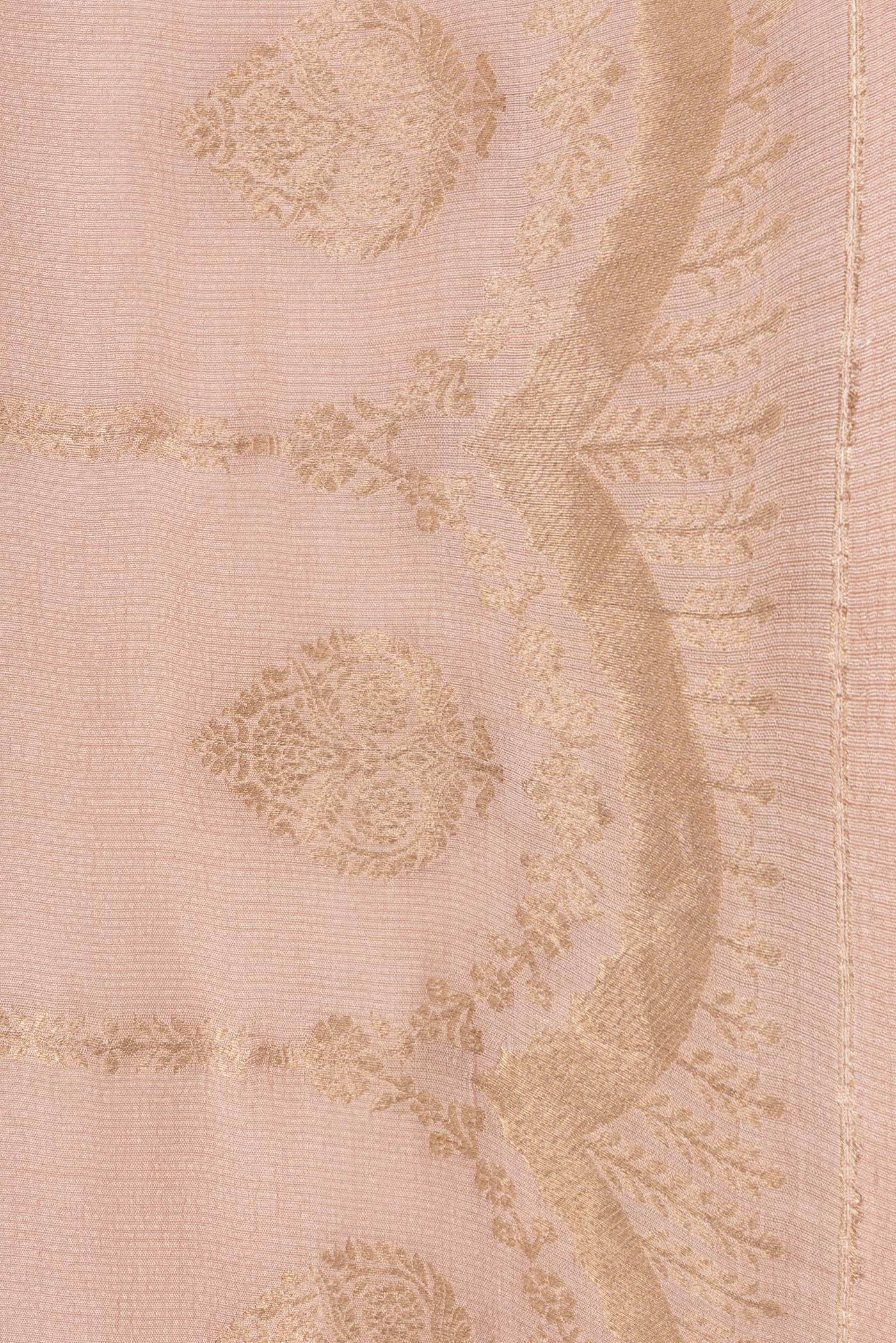 Rose Gold Banarasi Tussar Silk Saree - Image 3