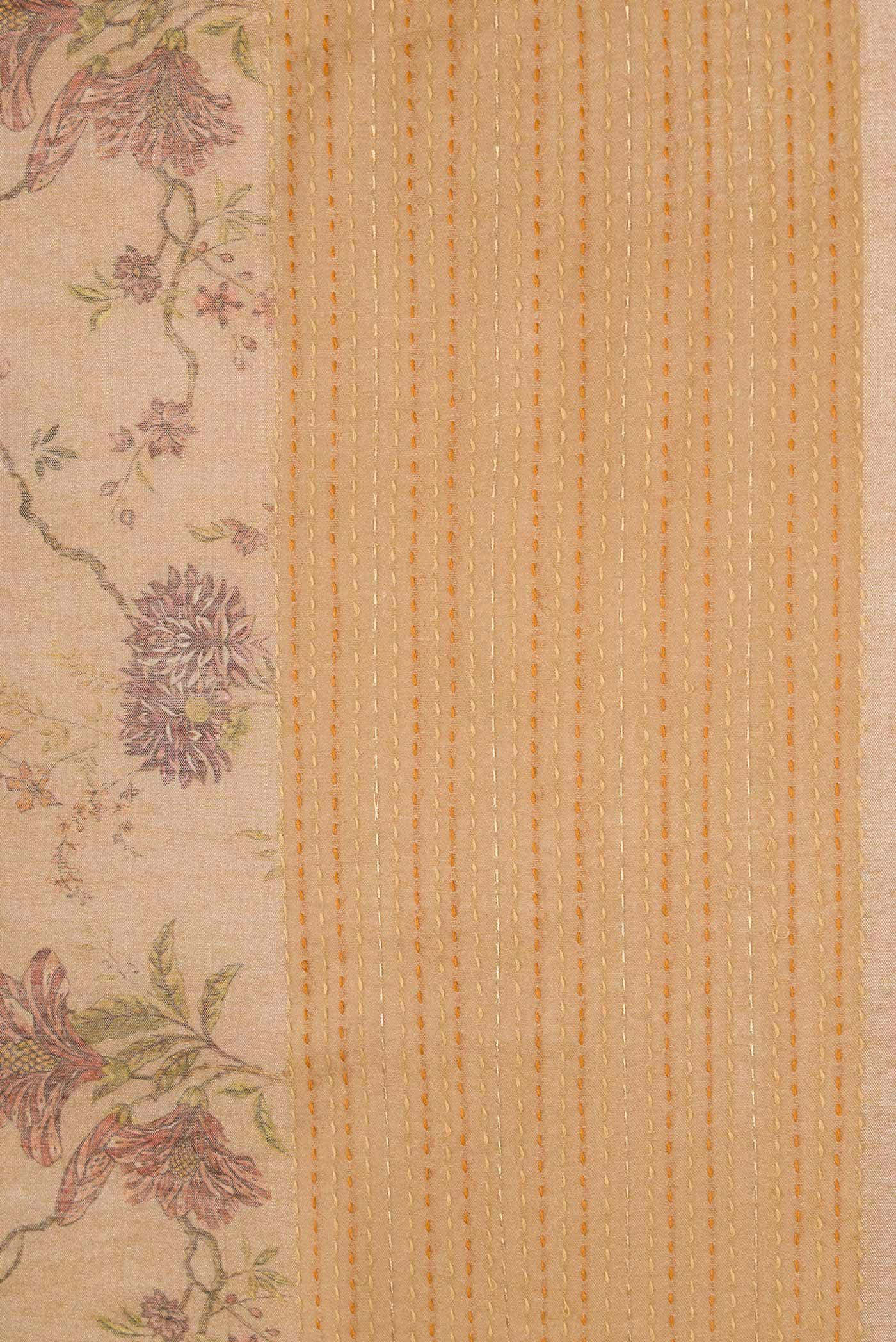 Beige Dual Tone Tussar Silk Saree - Image 3