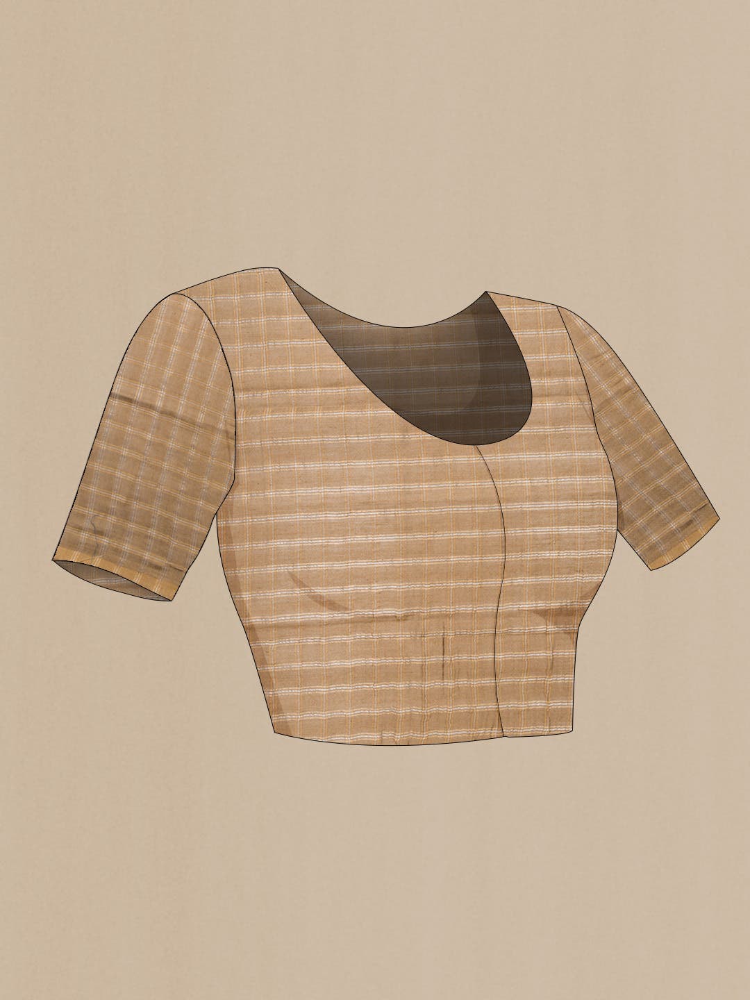 Beige Dual Tone Tussar Silk Saree - Image 4